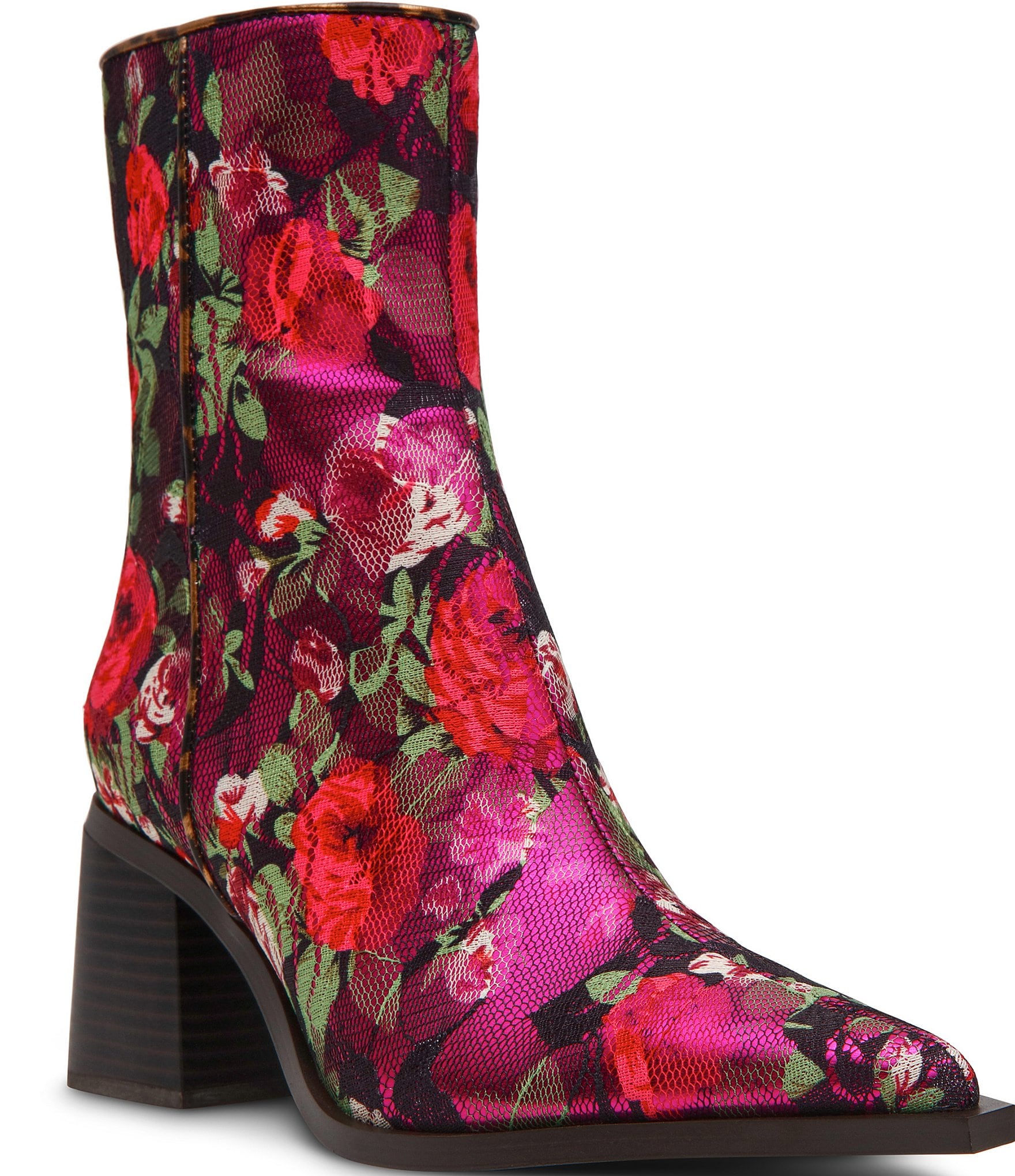 Betsey Johnson Rudy Floral Mesh Block Heel Booties