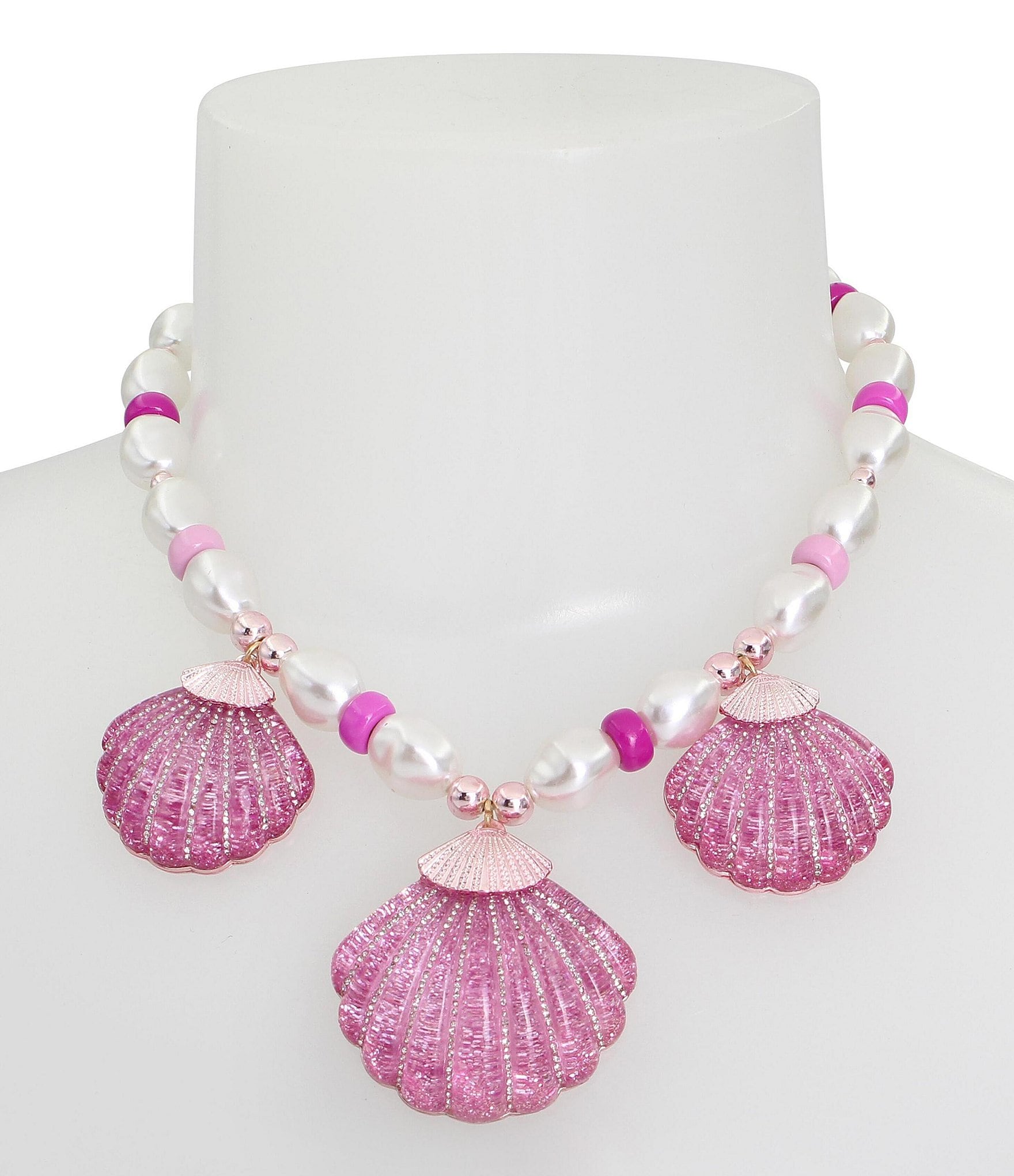 Betsey Johnson Seashell Pearl Bib Statement Necklace