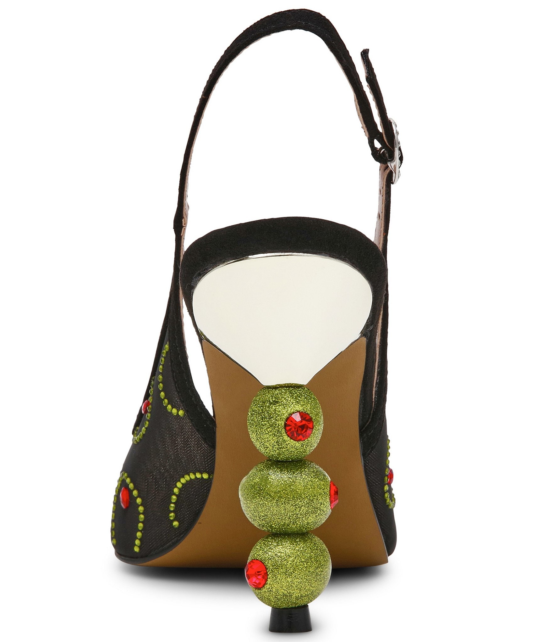 Betsey Johnson Spritz Olive Rhinestone Slingback Pumps