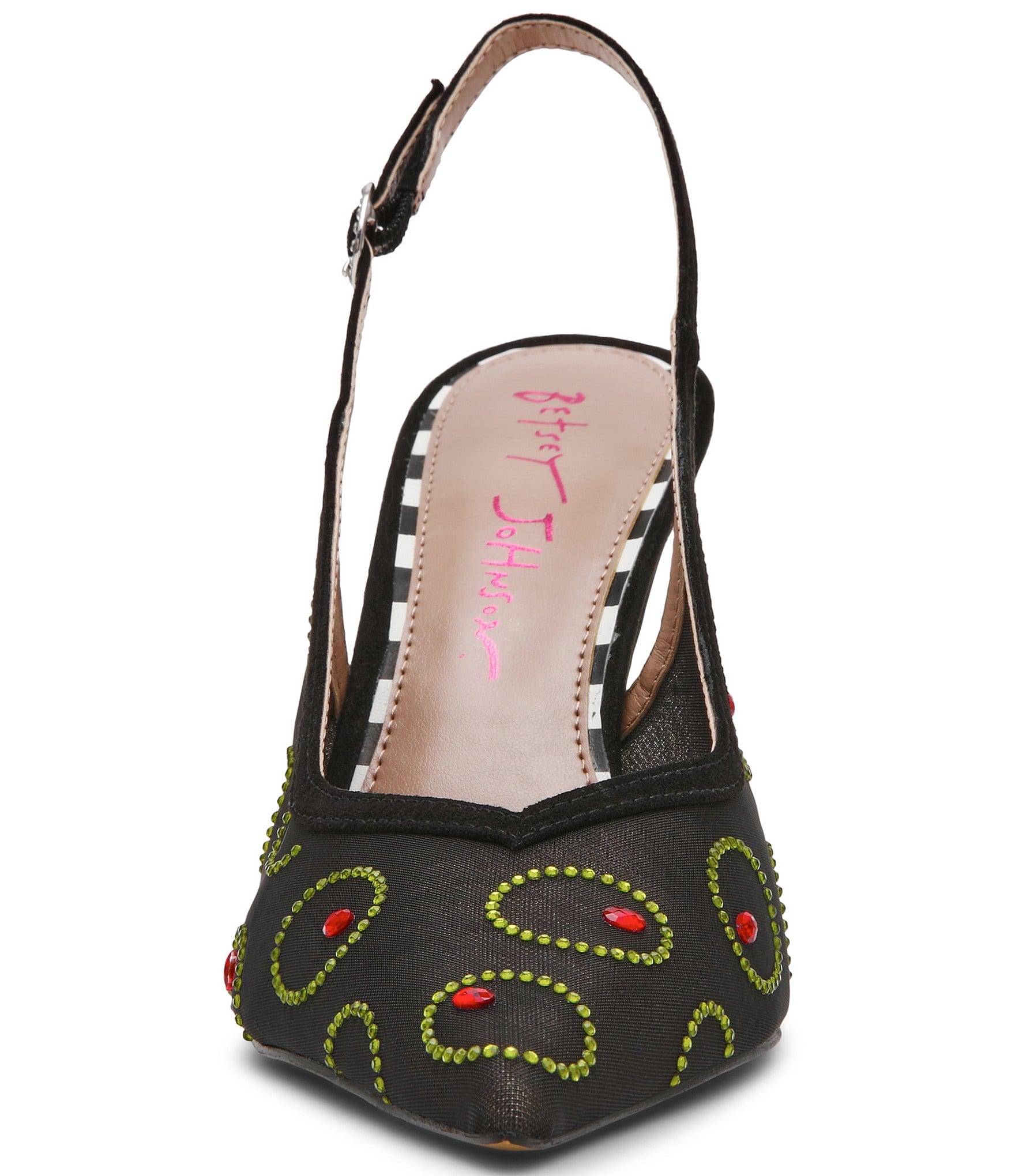 Betsey Johnson Spritz Olive Rhinestone Slingback Pumps