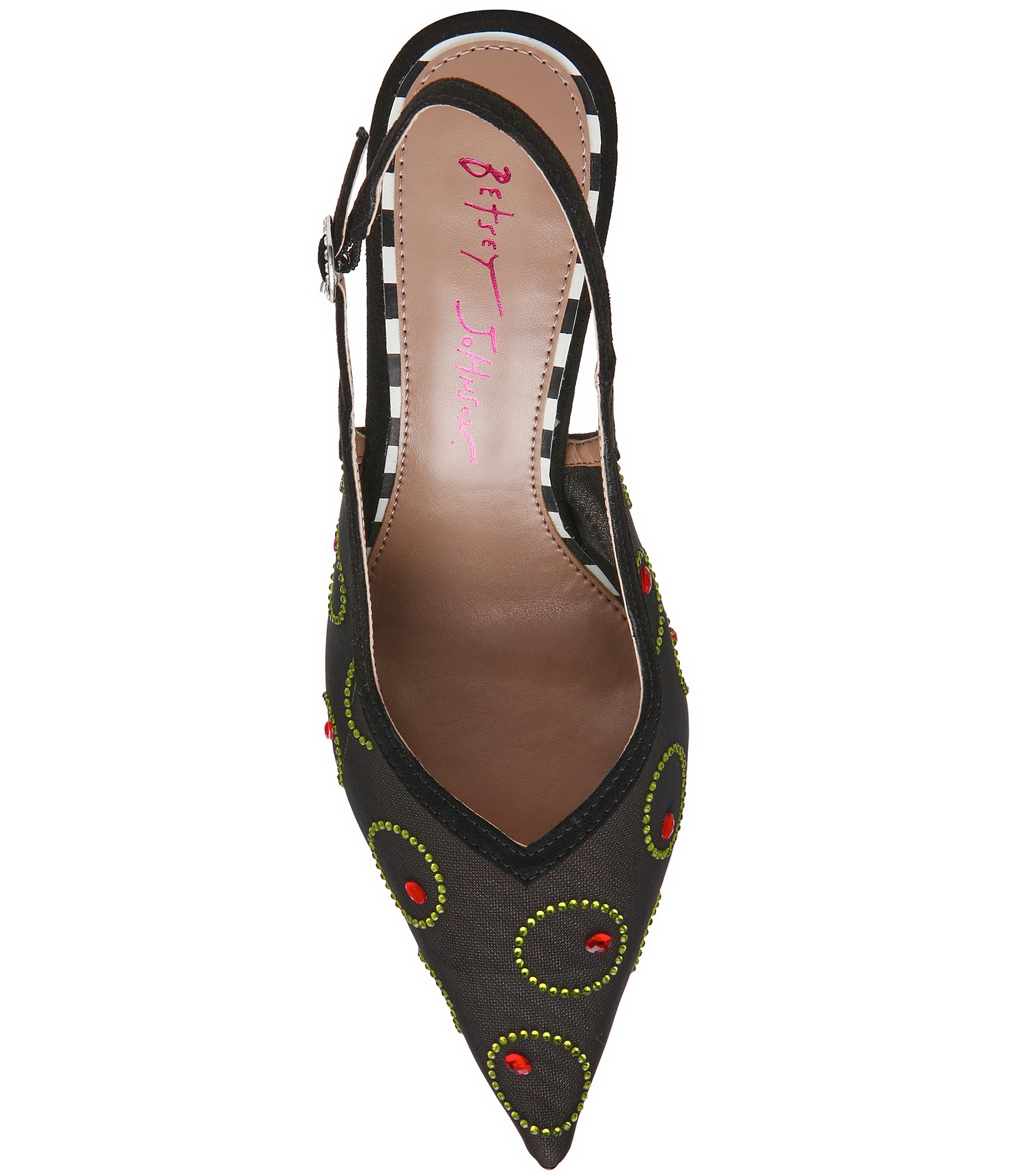 Betsey Johnson Spritz Olive Rhinestone Slingback Pumps