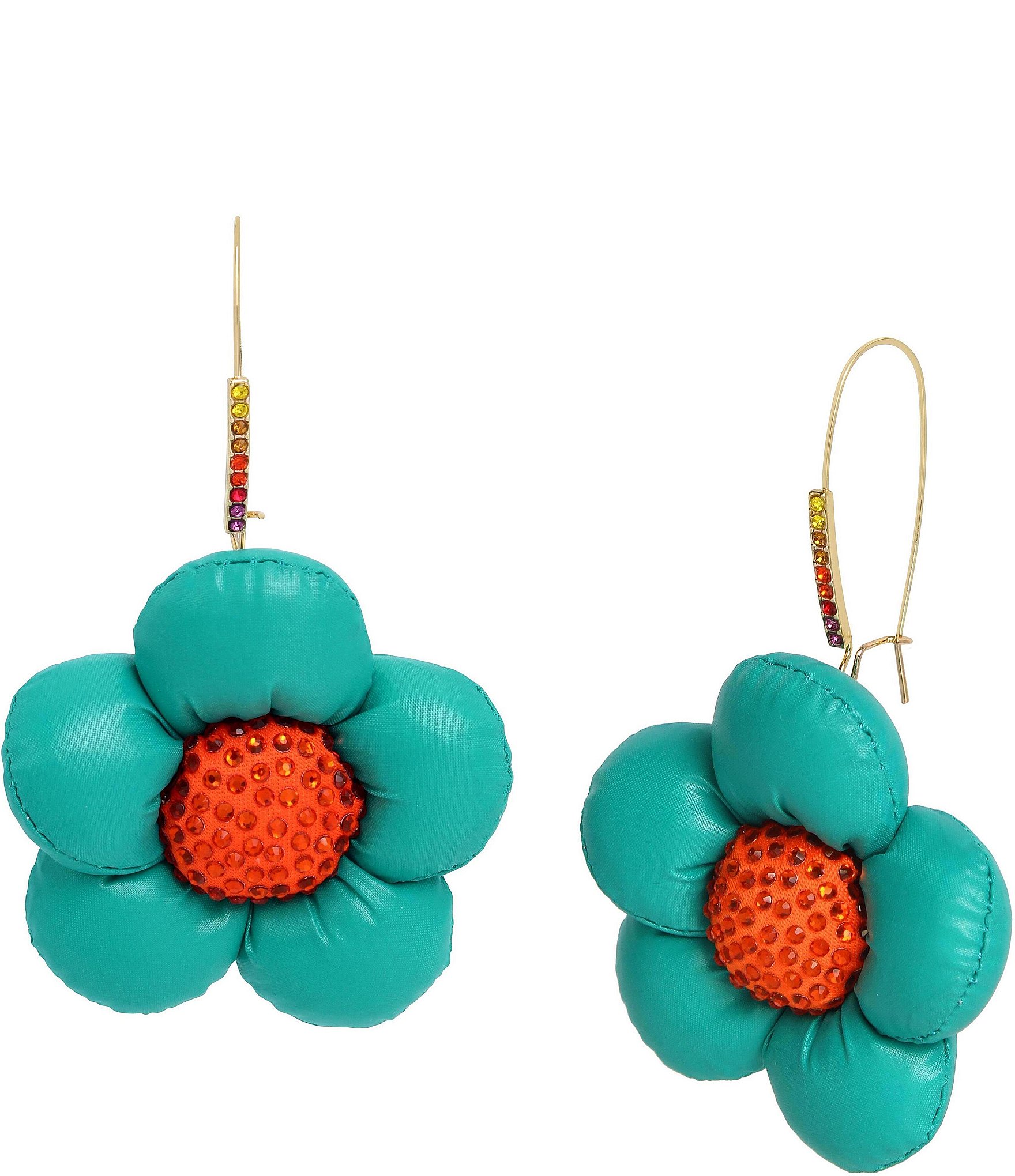 Betsey Johnson Statement Flower Rhinestone Dangle Drop Earrings