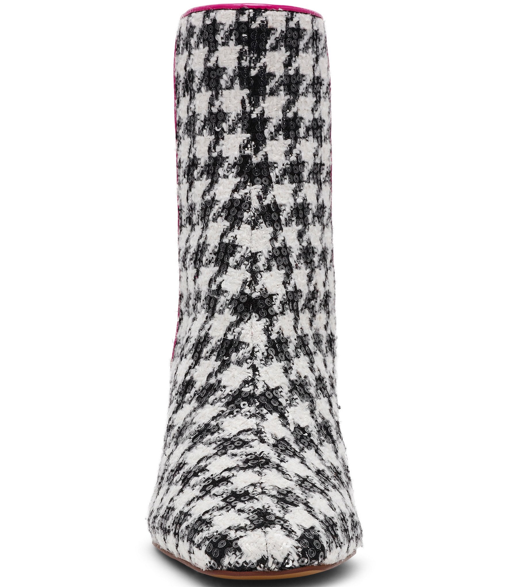 Betsey Johnson Stevie Houndstooth Embellished Block Heel Booties