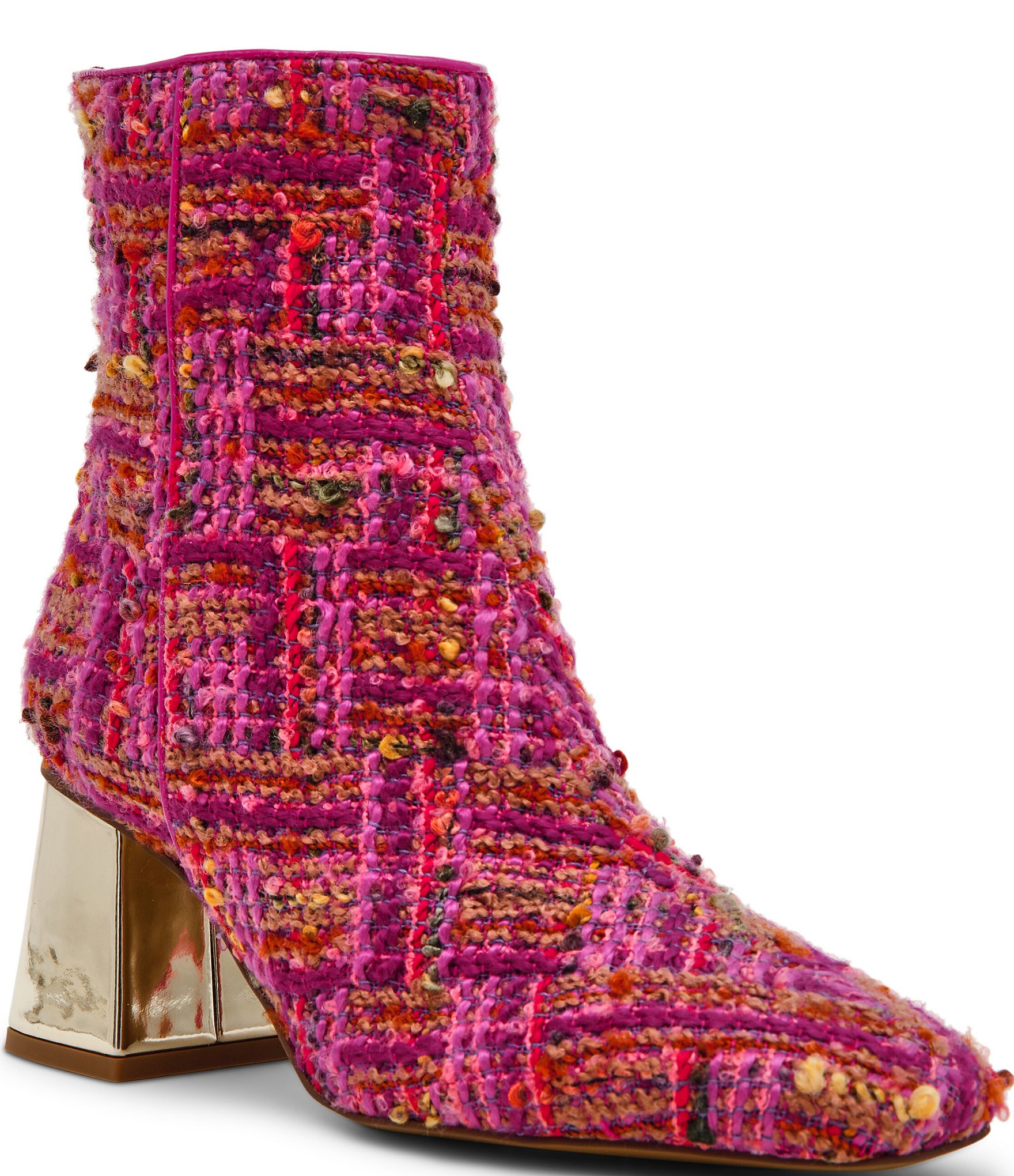 Betsey Johnson Stevie Plaid Block Heel Booties