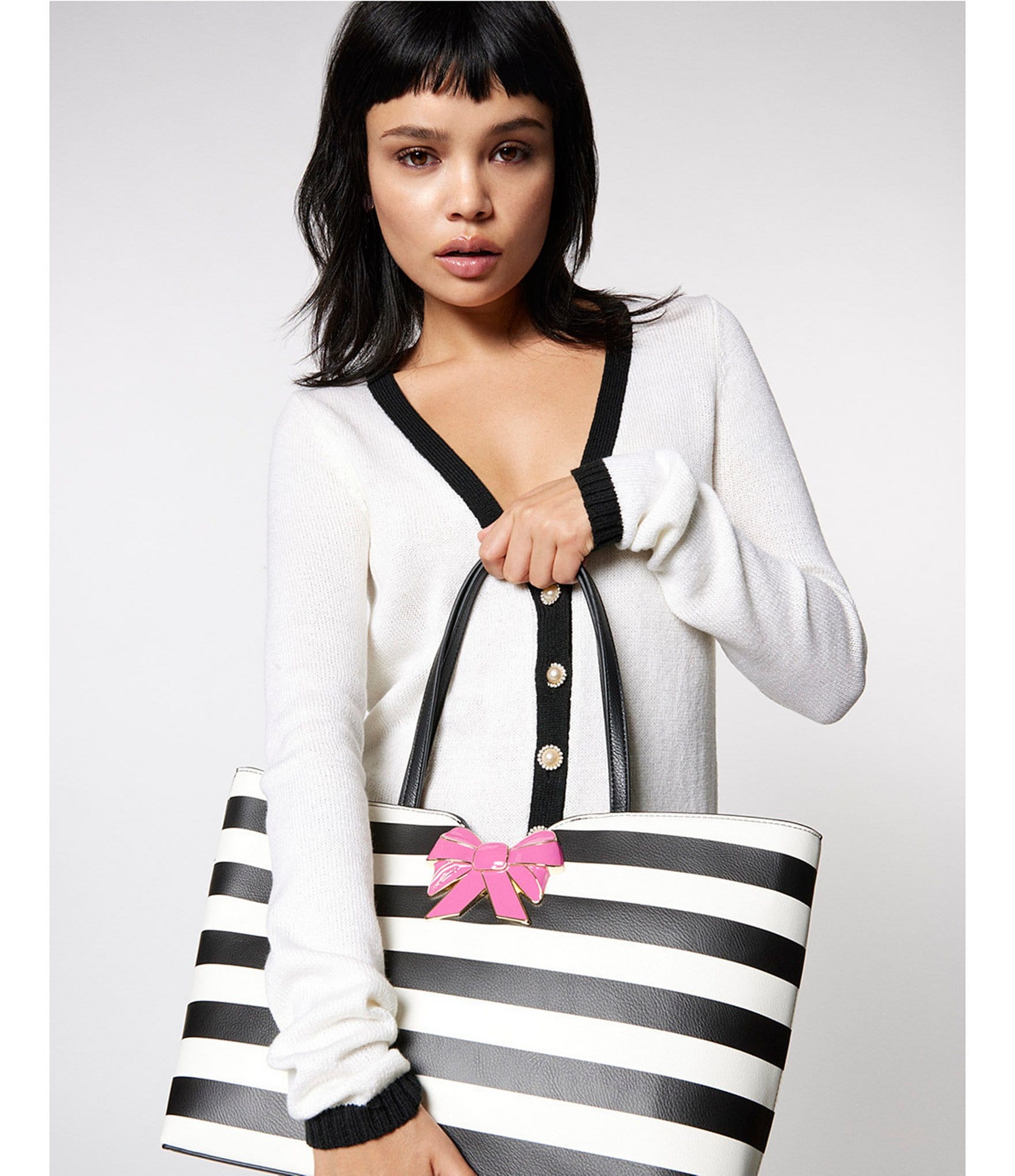 Betsey Johnson Striped Bow Tote Bag