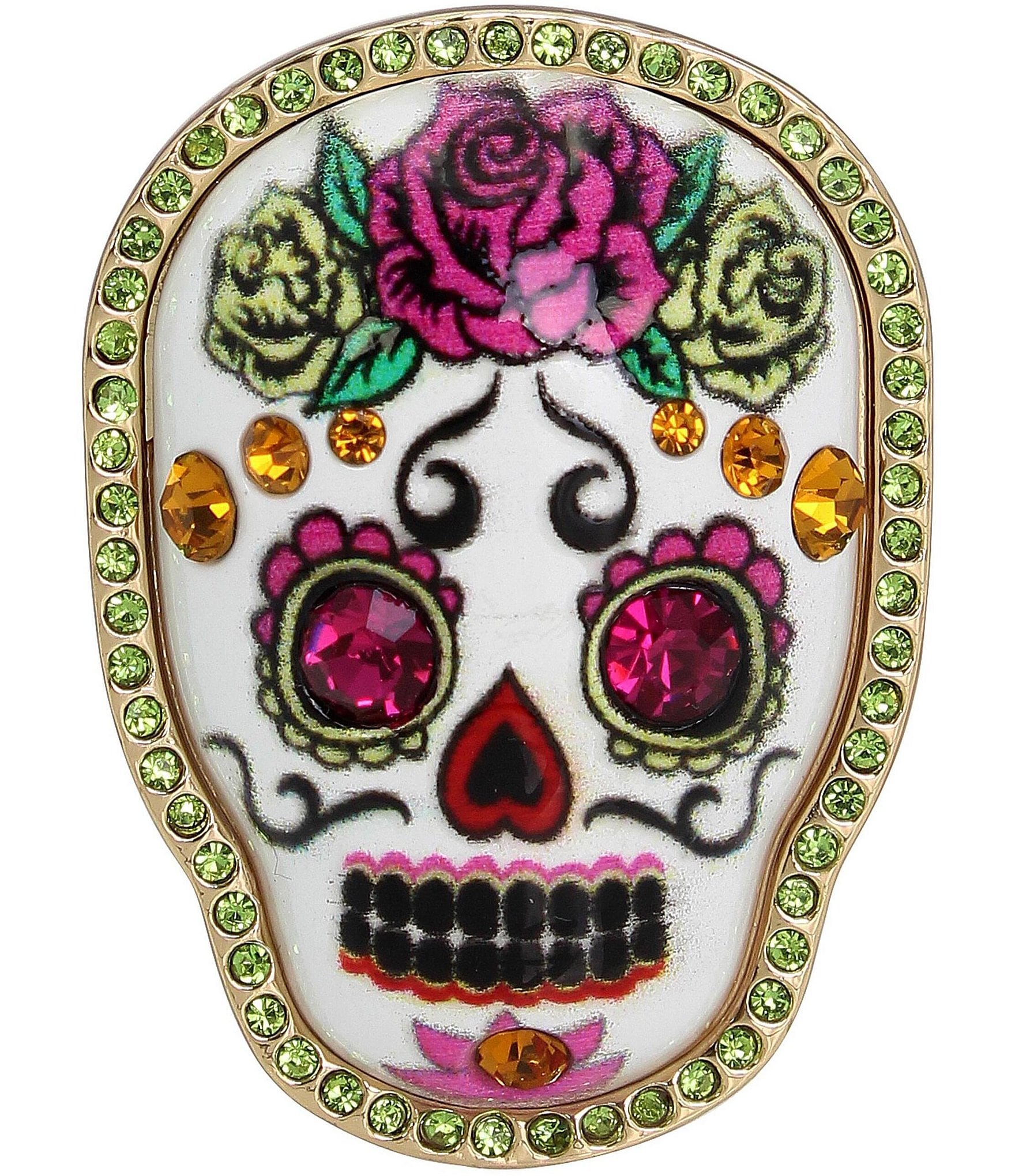 Betsey Johnson Sugar Crystal Skull Cocktail Stretch Ring