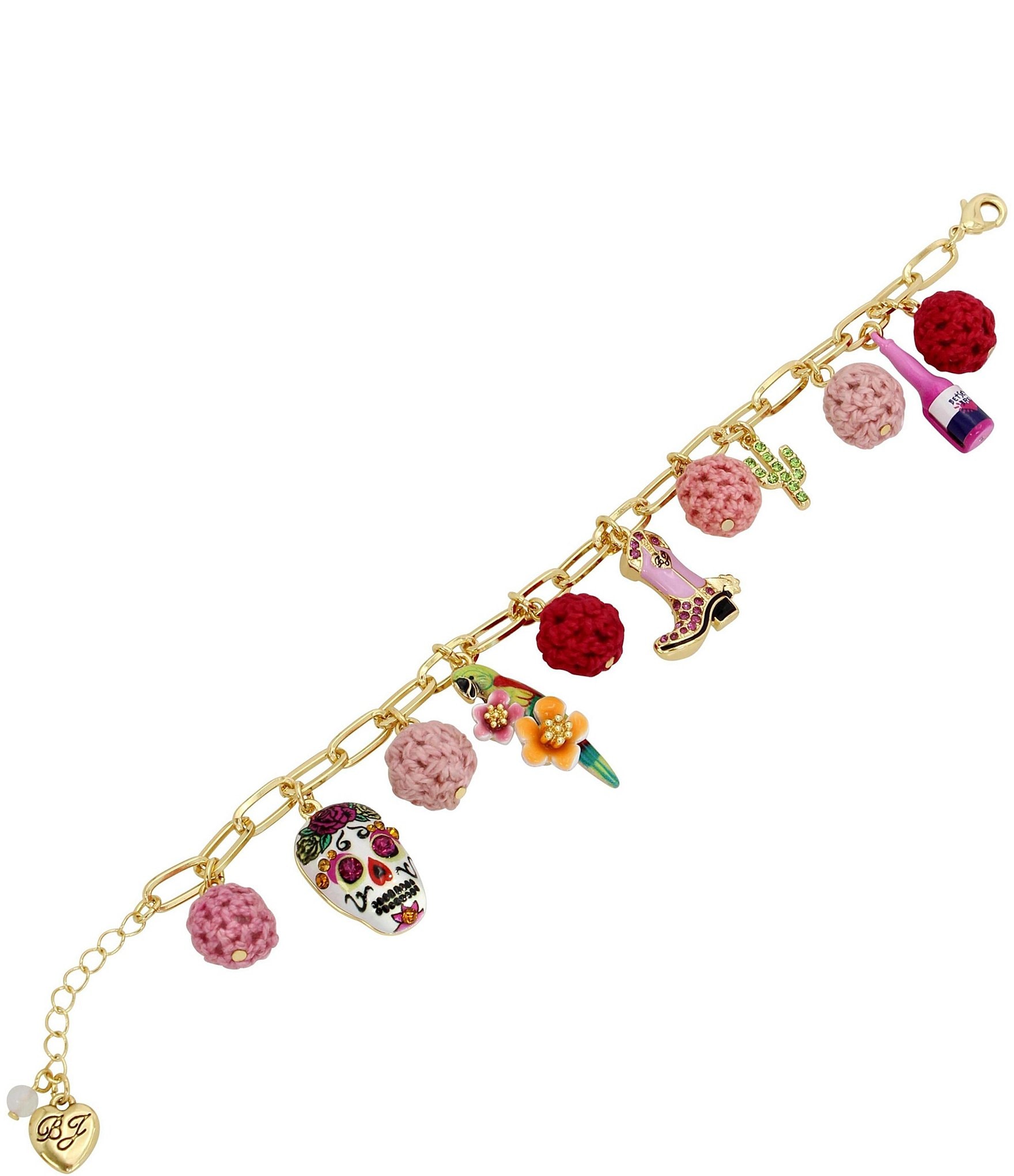 Betsey Johnson Sugar Skull Charm Bracelet