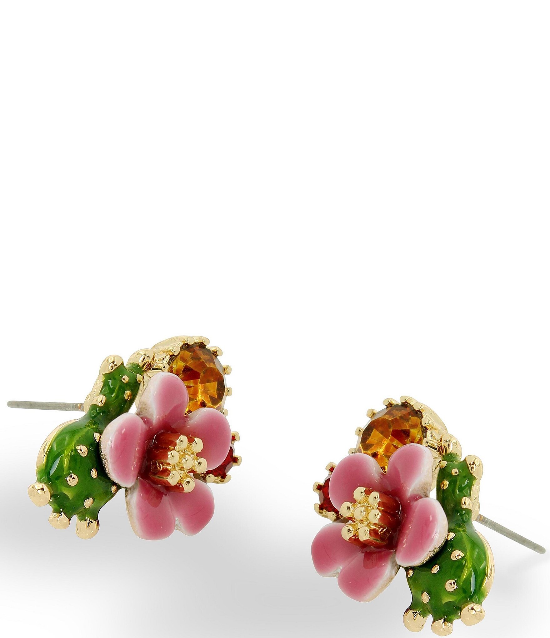 Betsey Johnson Tropical Flower Stone Cluster Stud Earrings