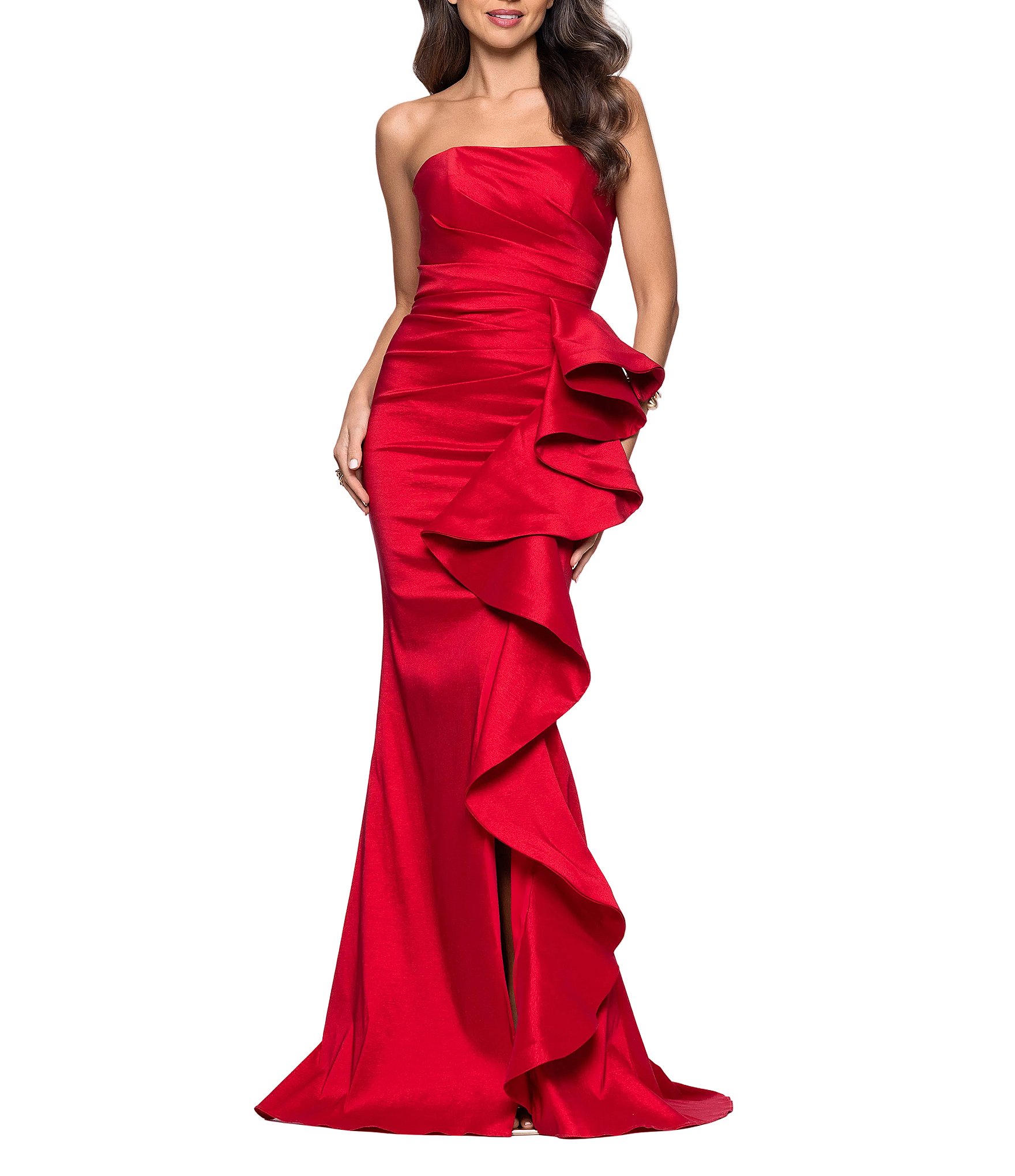knee length dresses for ladies Short Sleeve Sheer Long Sleeve Layered Ruffle Dress M main image 0