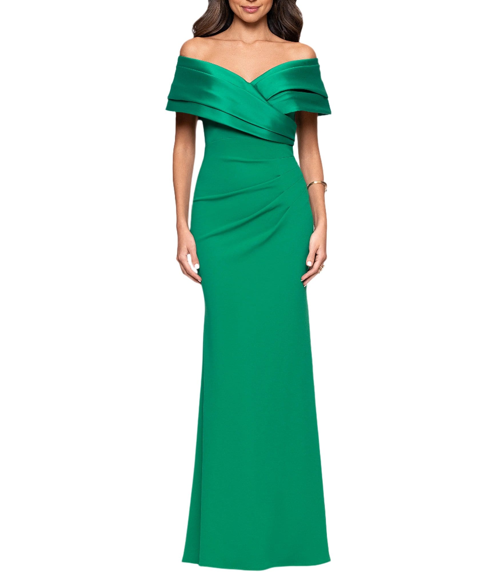 Betsy & Adam Petite Size Off-the-Shoulder Scuba Crepe Dress