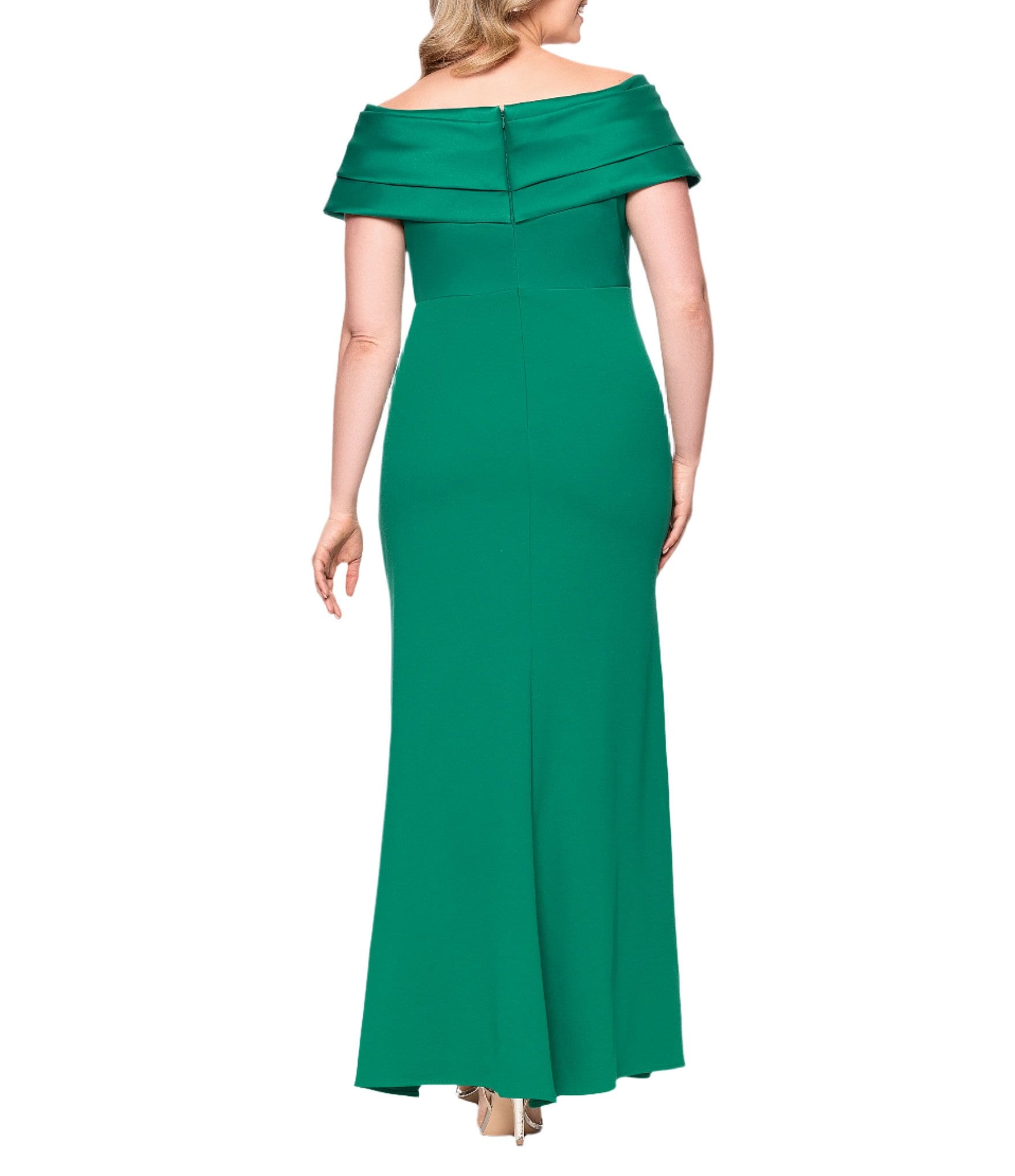 Betsy & Adam Plus Size Off-the-Shoulder Scuba Crepe Dress