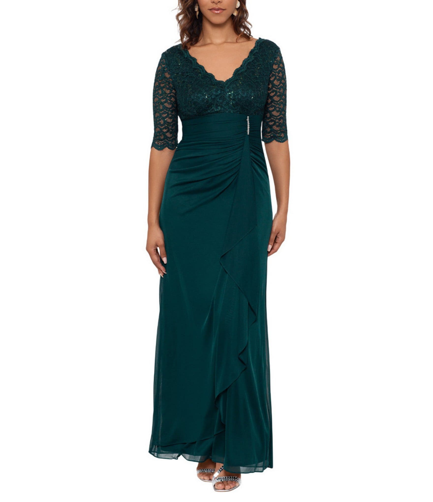 green emerald velvet dress Dark Green Lace Summer Dress – Victoria Ronaldo main image 1
