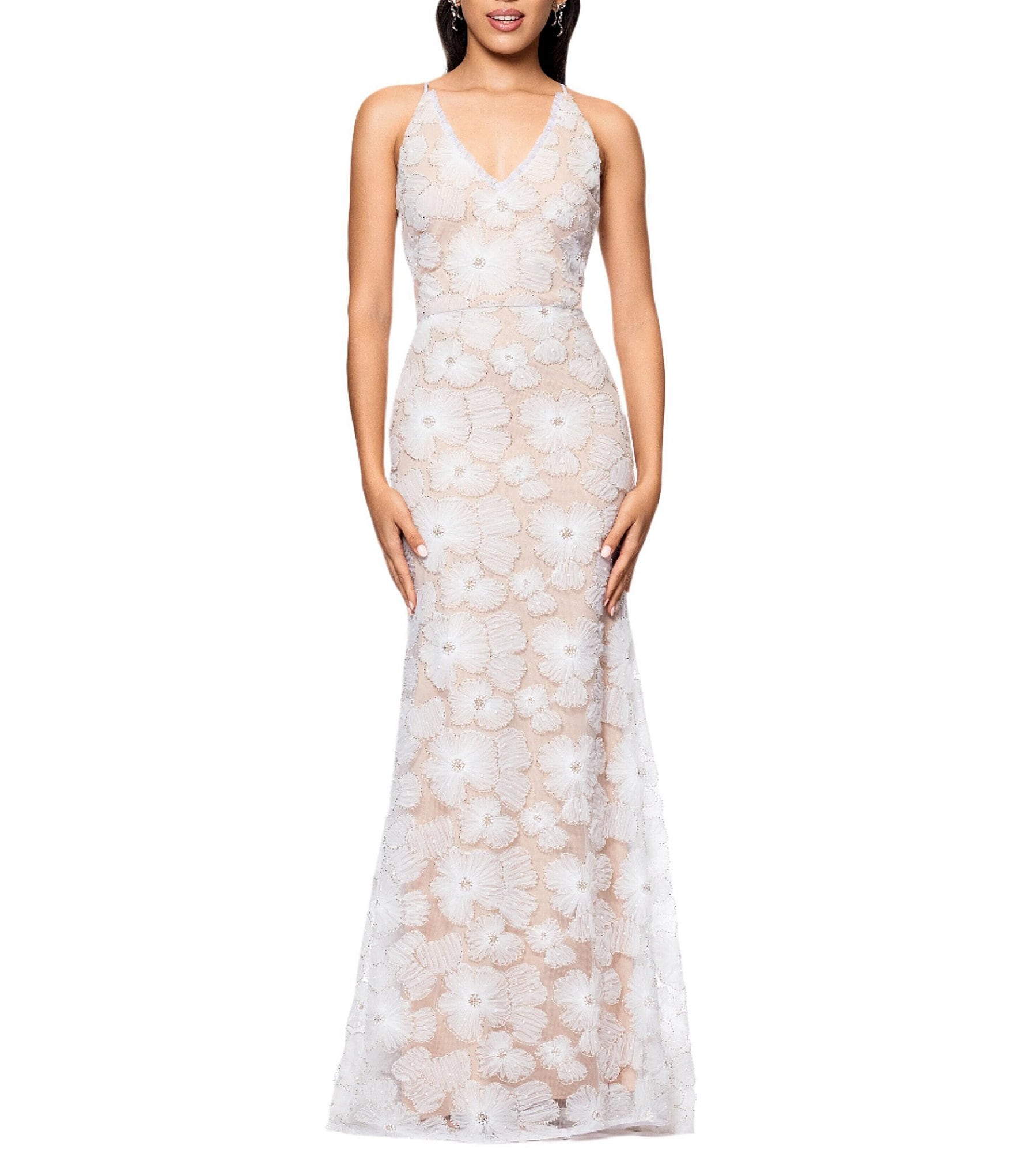 Betsy & Adam Soutache Embroidered Beaded Floral Print V Neck Betsy & Adam Soutache Embroidered Beaded Floral Print V Neck