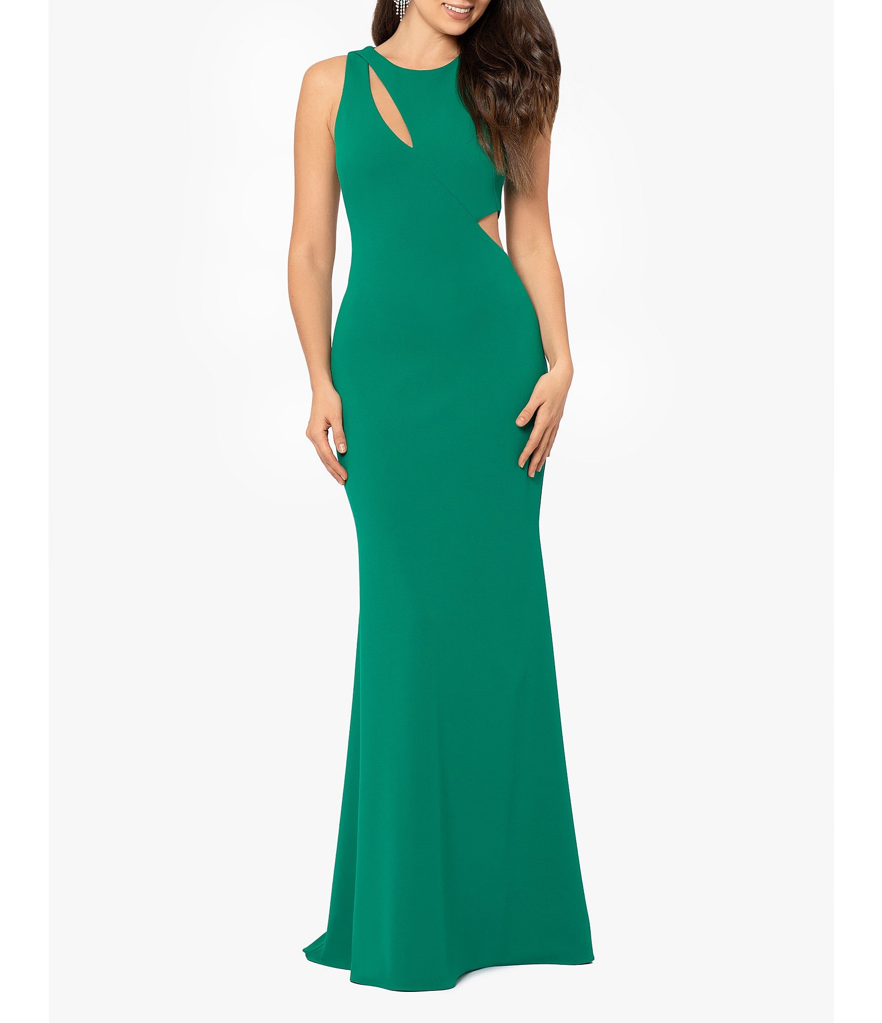 Betsy & Adam Stretch Sleeveless Cut-Out Mermaid Gown | Dillard's