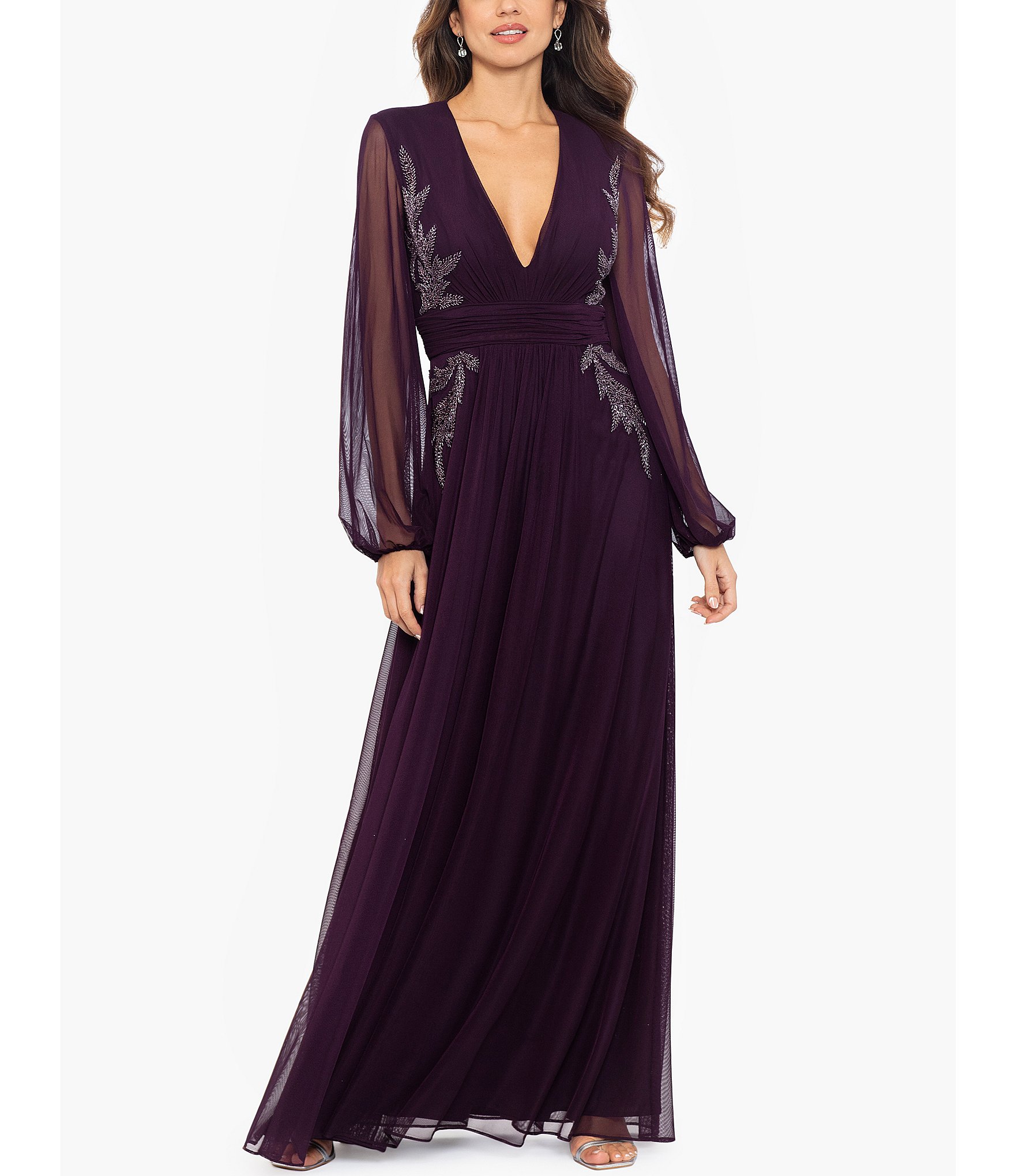 Betsy and adam hot sale long sleeve gown