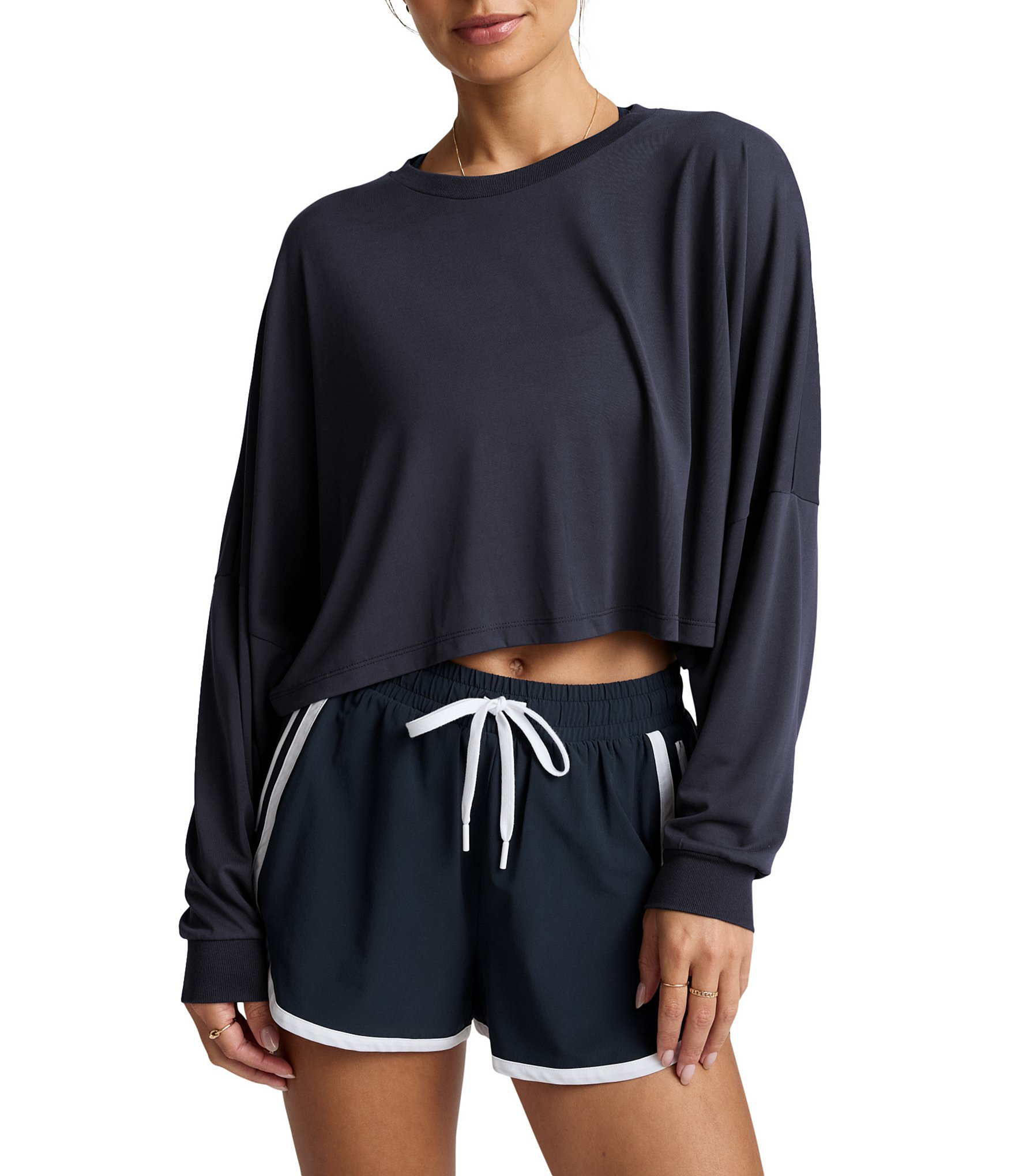 Beyond Yoga Studio Luxe Crew Neck Long Sleeve Cropped Tee
