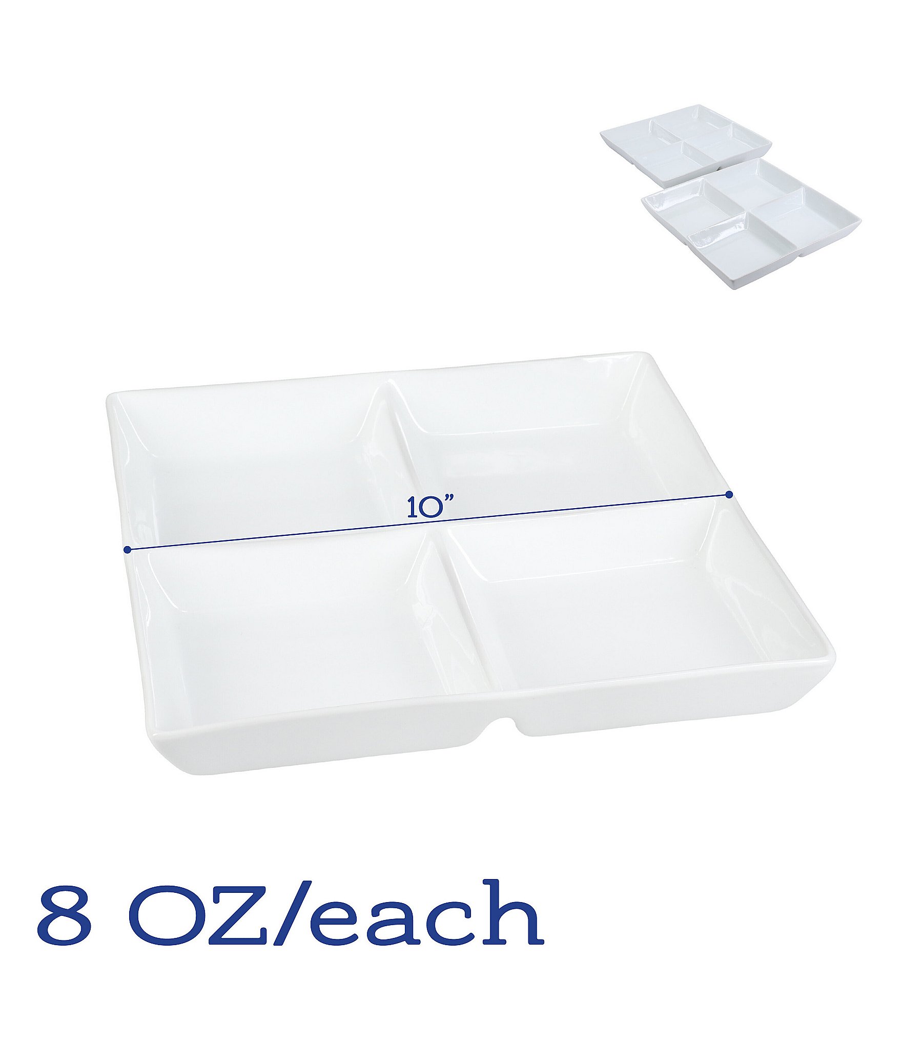 BIA Cordon Bleu Classic Collection Square Divided Serving Dish, Set of 2