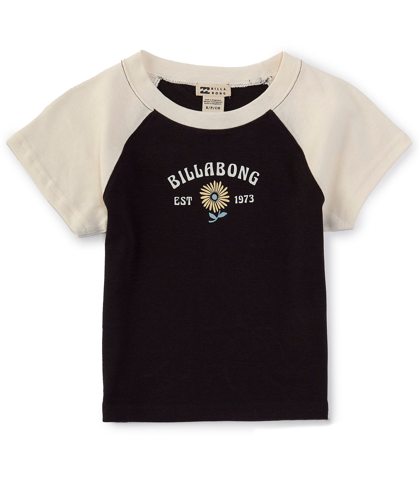 Billabong Big Girls 7-16 Raglan Sleeve Wild Flower Graphic T-Shirt