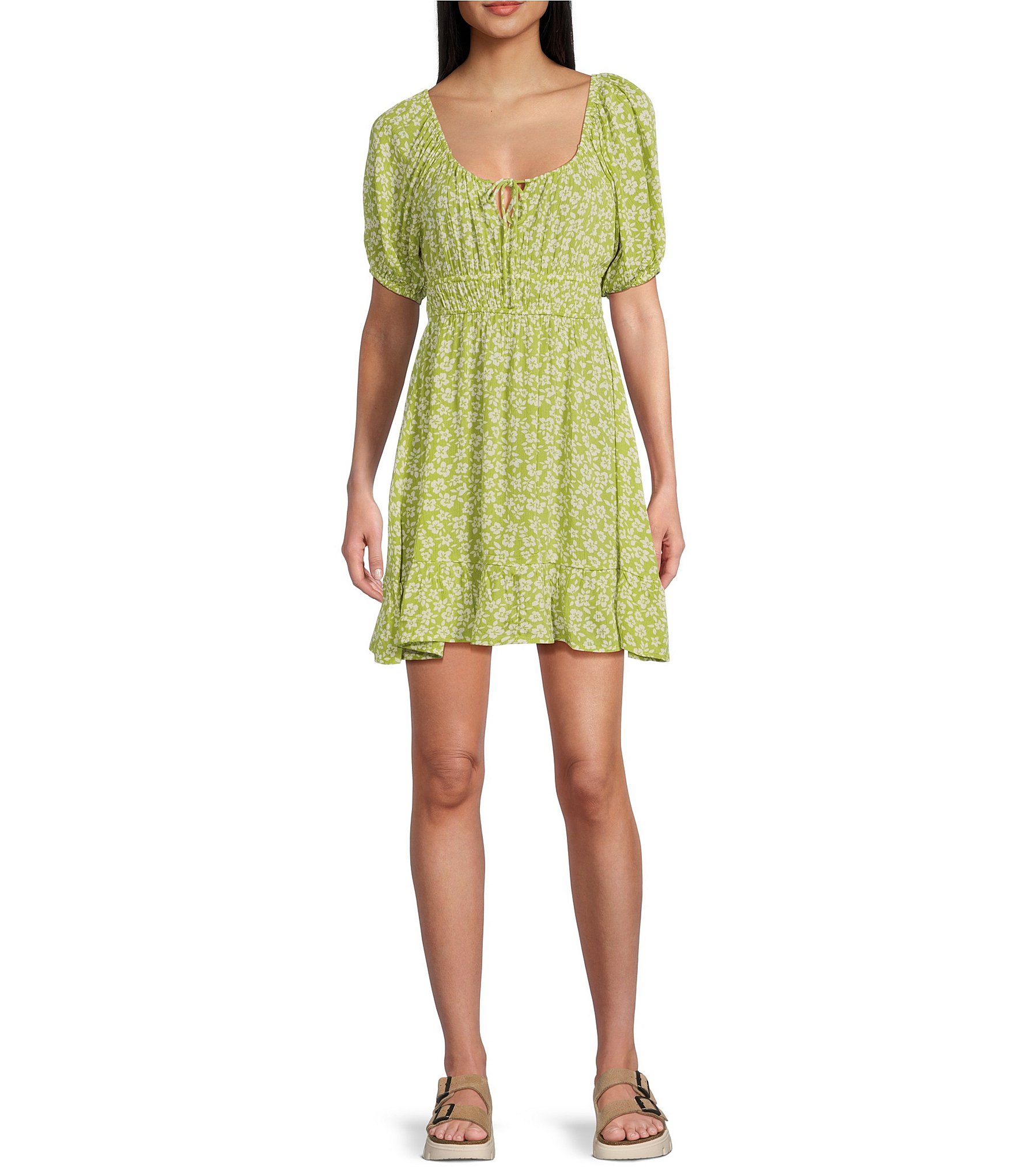 Billabong Cabana Puff Sleeve Floral Print Mini Dress | Dillard's
