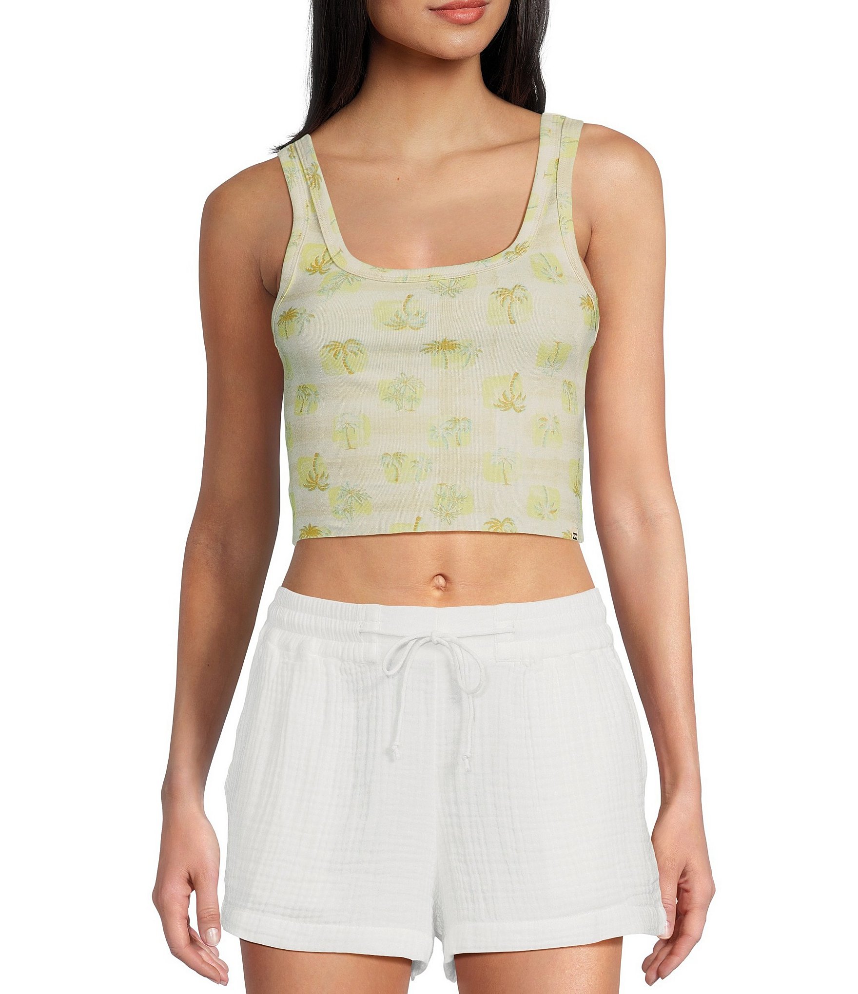 Billabong Check The Palms Printed Crop Tank Top