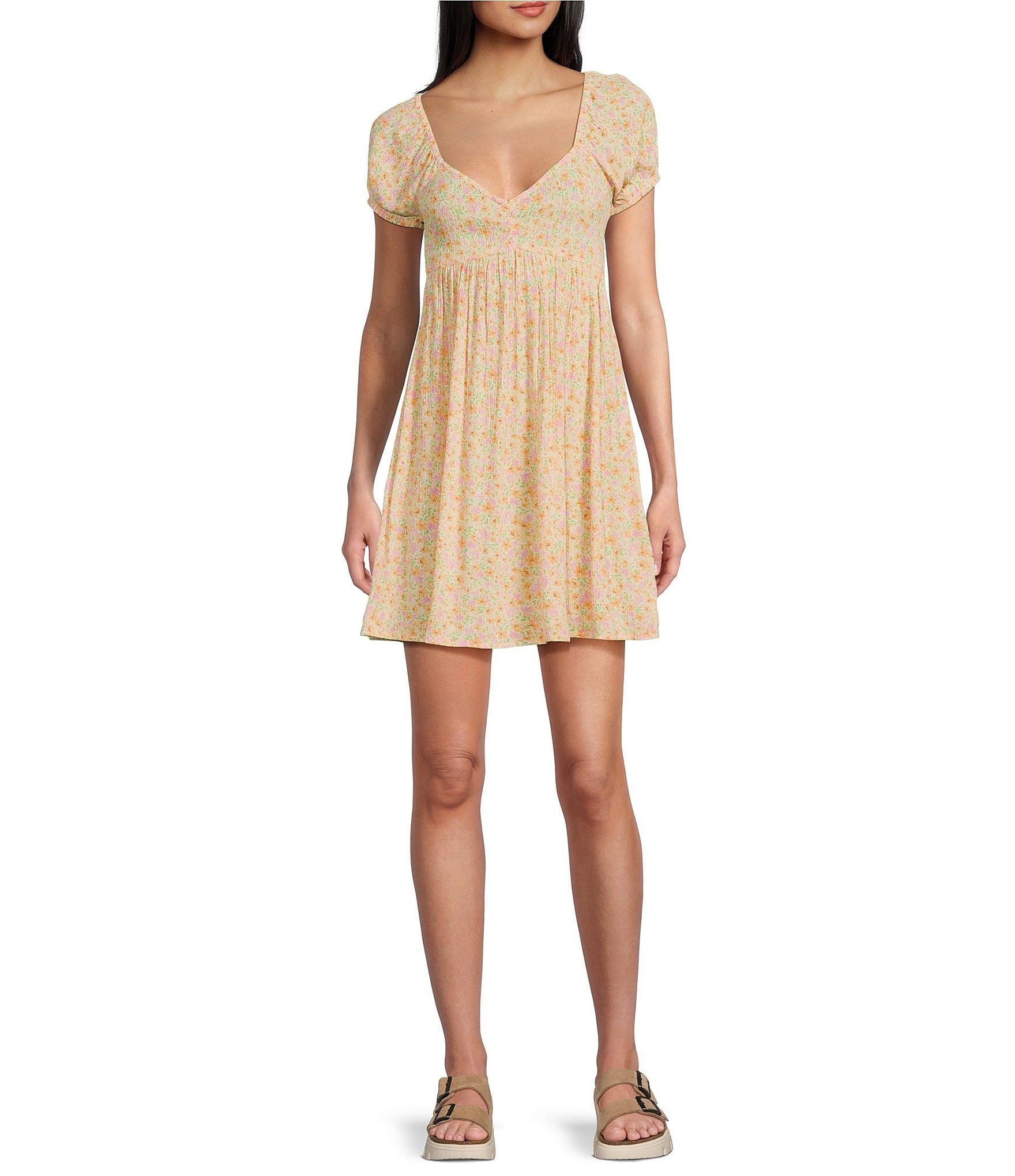 Billabong Heart Song Printed Puff Sleeve Mini Dress | Dillard's
