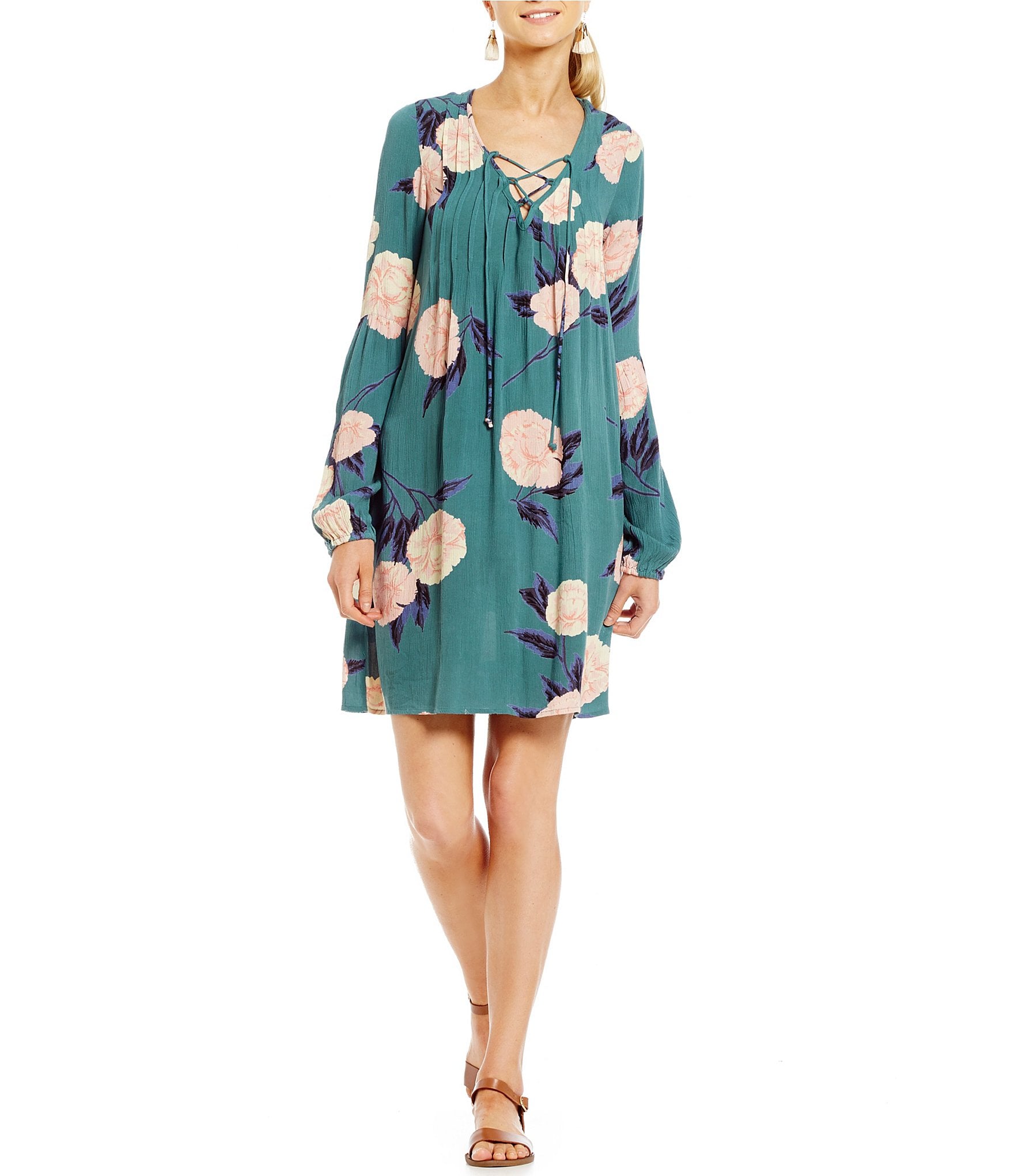 Billabong Just Like You Floral Printed Lace-Up Swing Dress | Dillards
