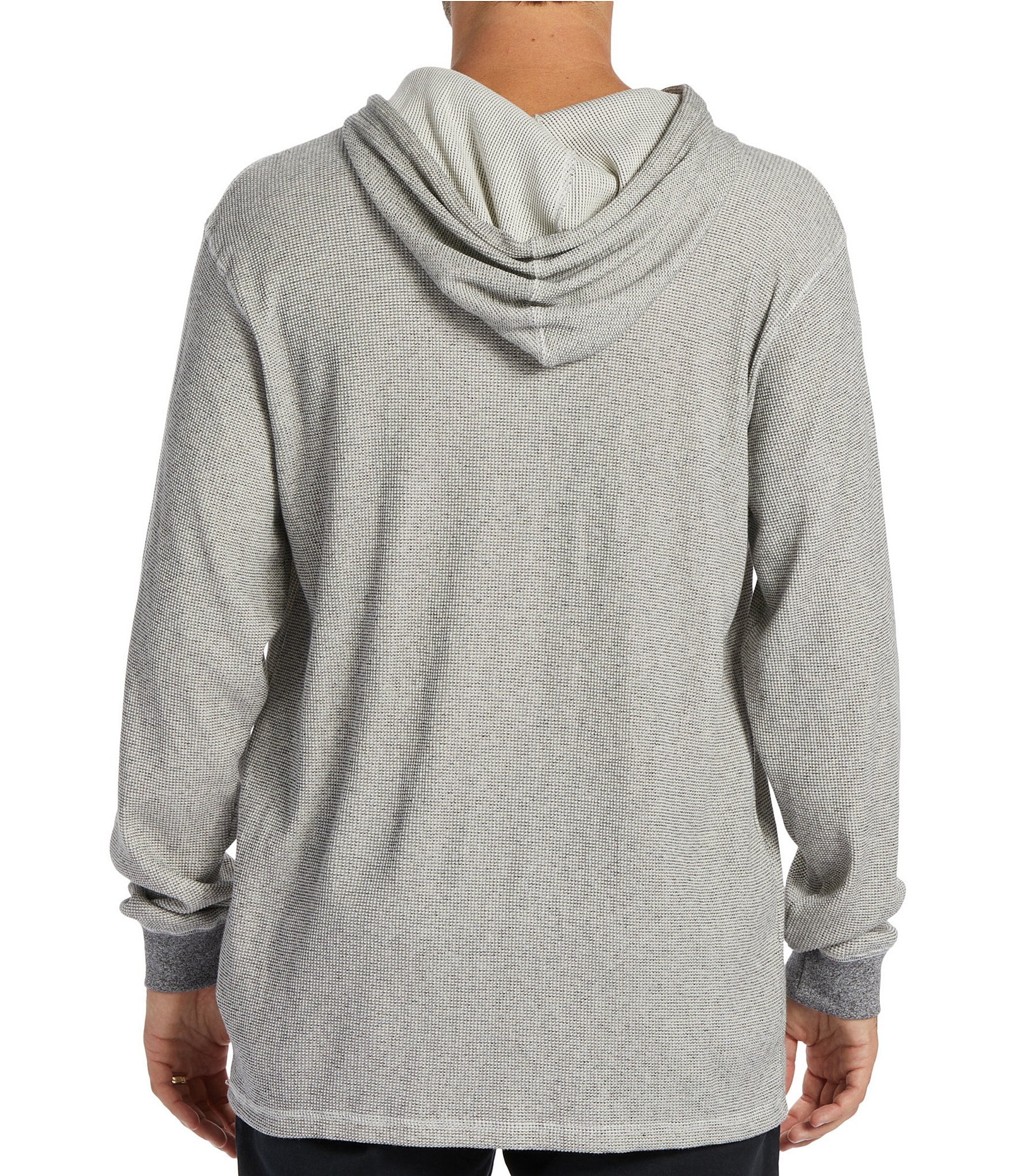 Billabong Keystone Long Sleeve Two-Tone Waffle-Knit Thermal Pullover Hoodie