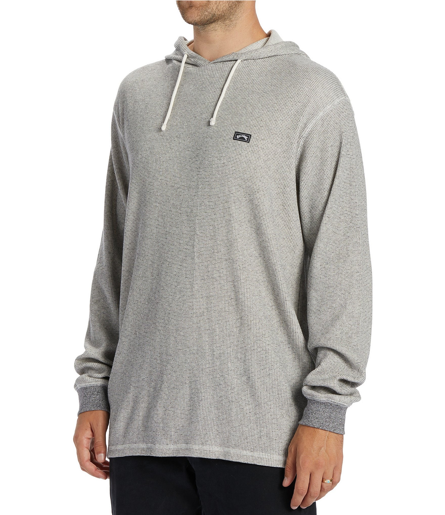 Billabong Keystone Long Sleeve Two-Tone Waffle-Knit Thermal Pullover Hoodie