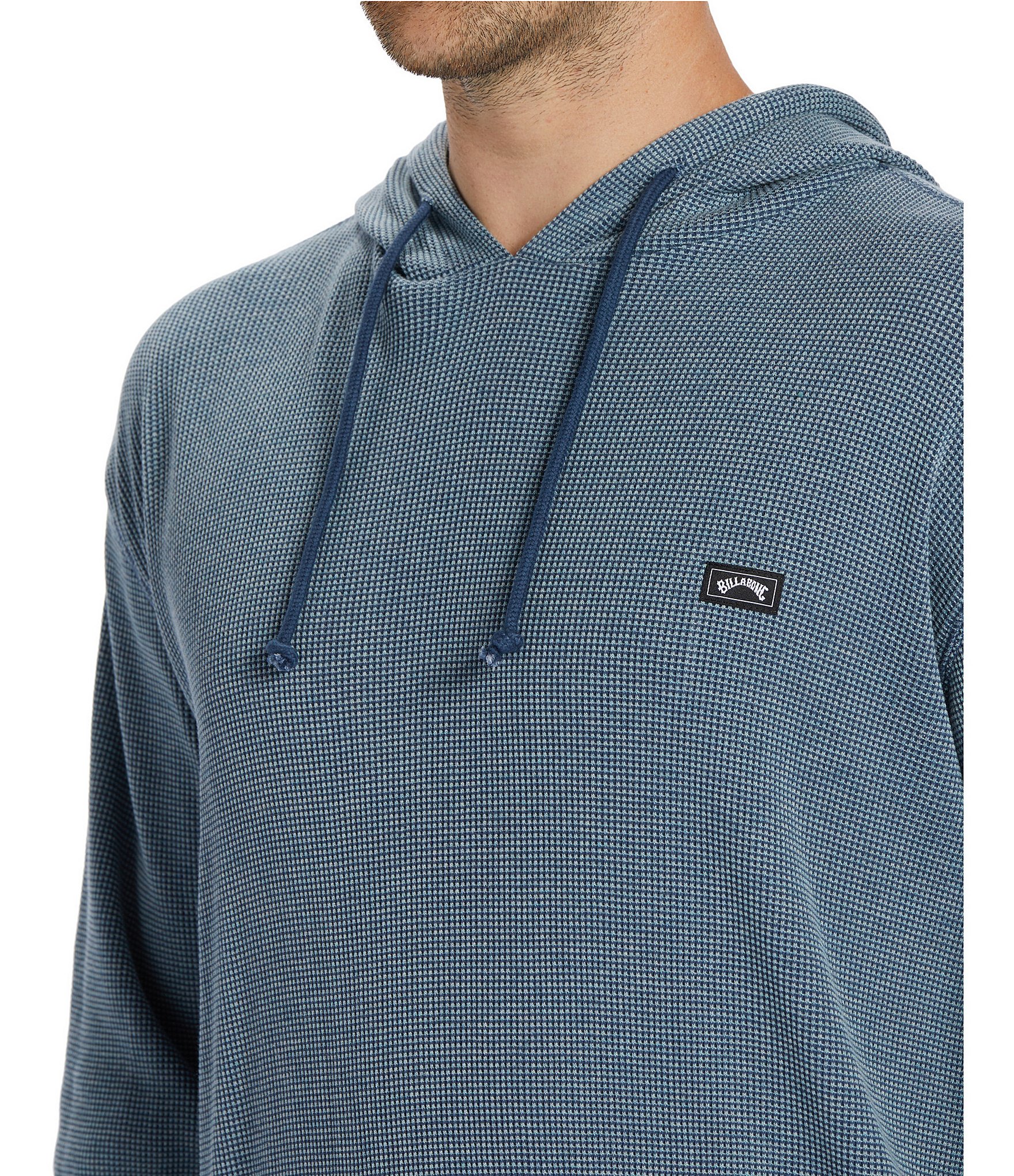 Billabong Keystone Long Sleeve Two-Tone Waffle-Knit Thermal Pullover Hoodie