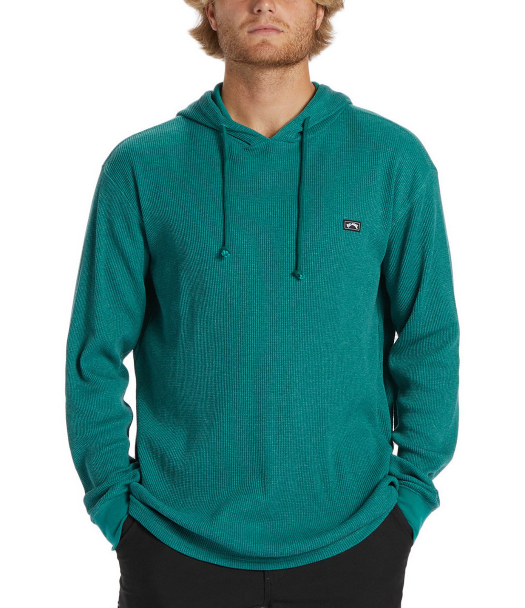 Billabong Keystone Long Sleeve Two-Tone Waffle-Knit Thermal Pullover Hoodie