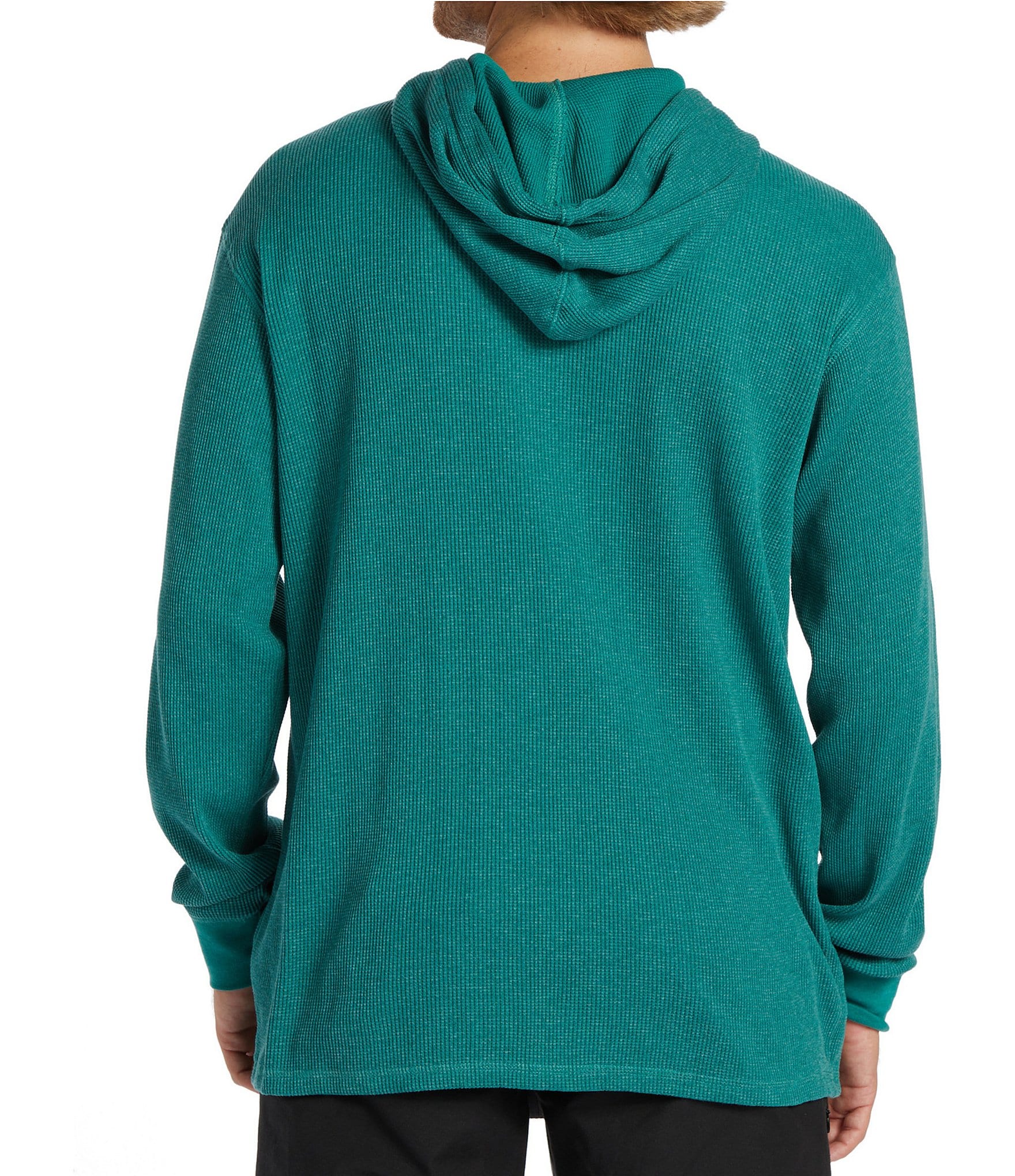 Billabong Keystone Long Sleeve Two-Tone Waffle-Knit Thermal Pullover Hoodie