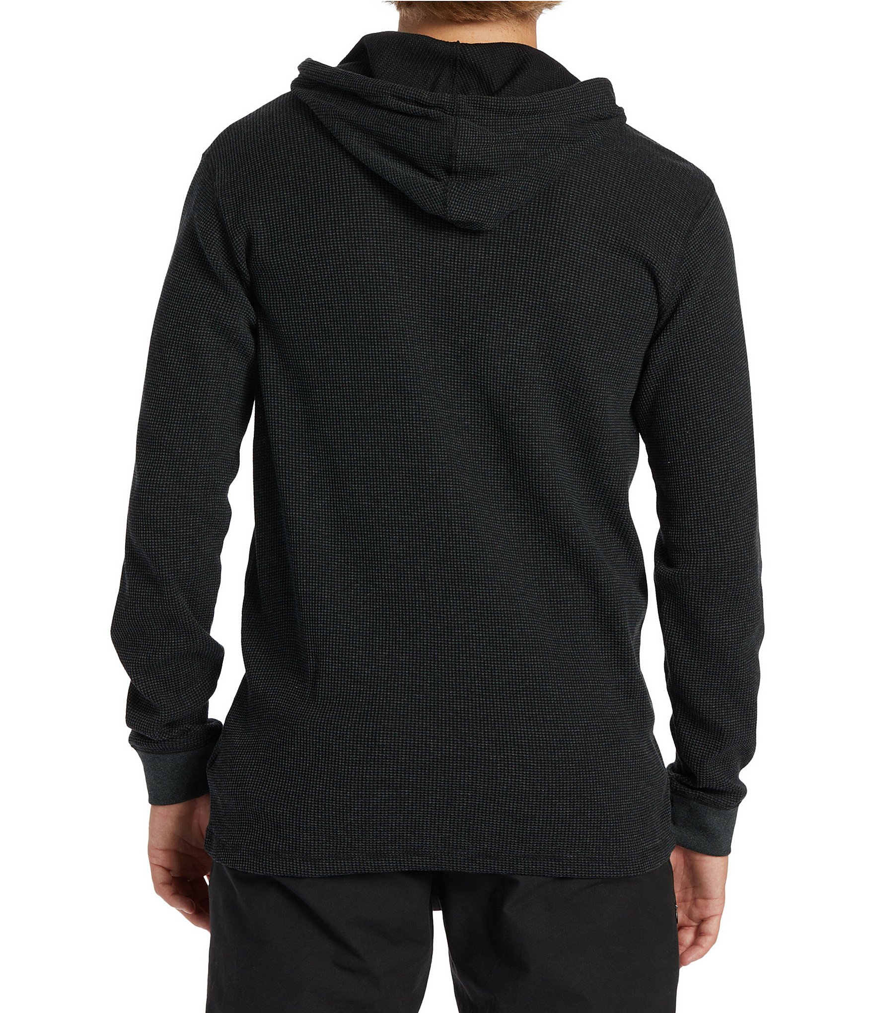 Billabong Keystone Long Sleeve Two-Tone Waffle-Knit Thermal Pullover Hoodie