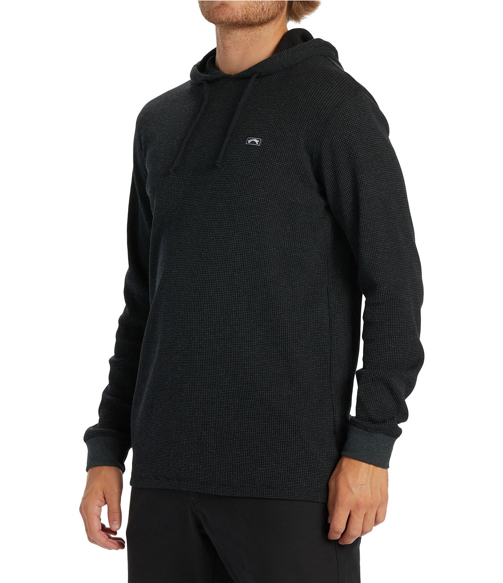 Billabong Keystone Long Sleeve Two-Tone Waffle-Knit Thermal Pullover Hoodie