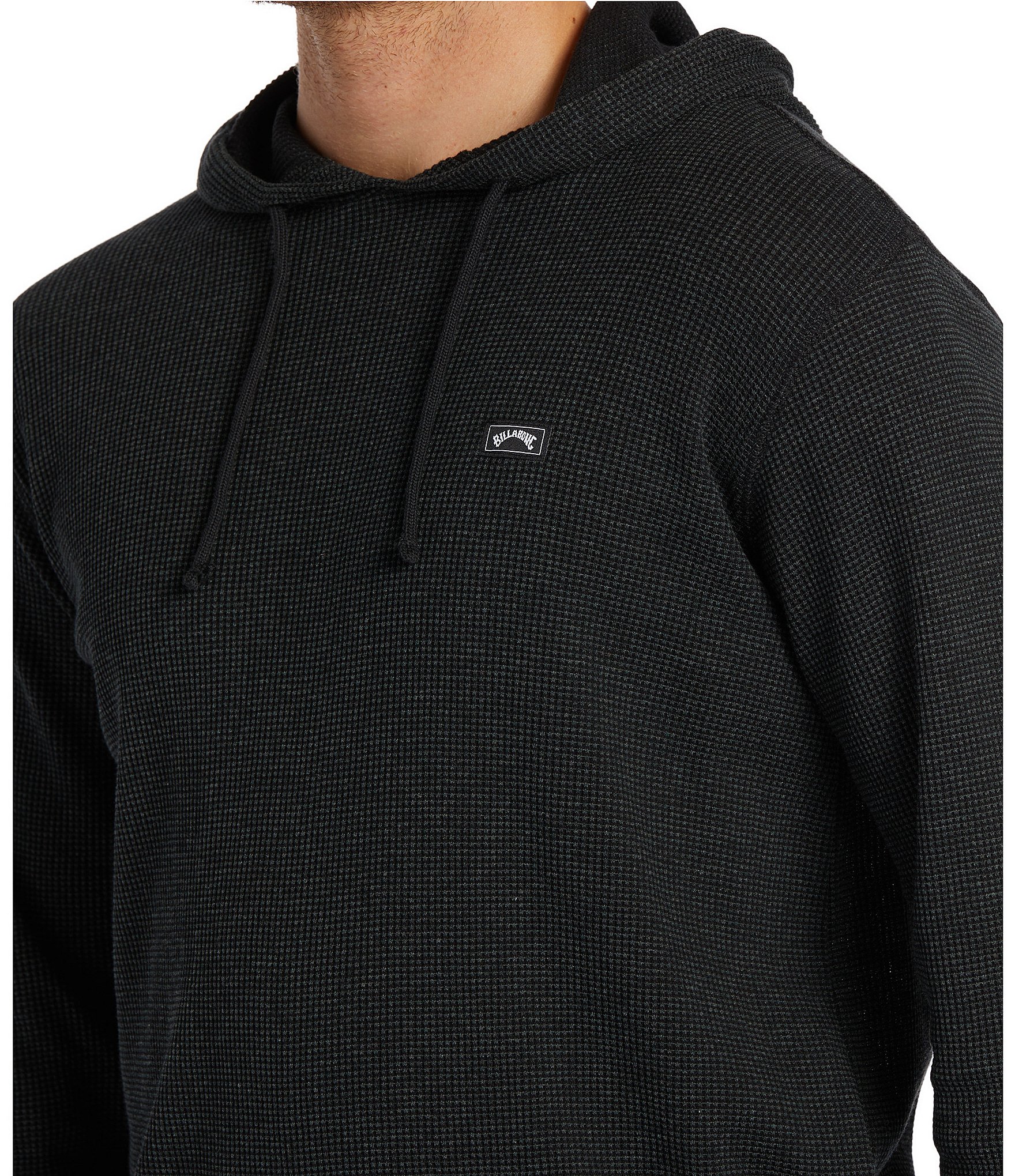 Billabong Keystone Long Sleeve Two-Tone Waffle-Knit Thermal Pullover Hoodie