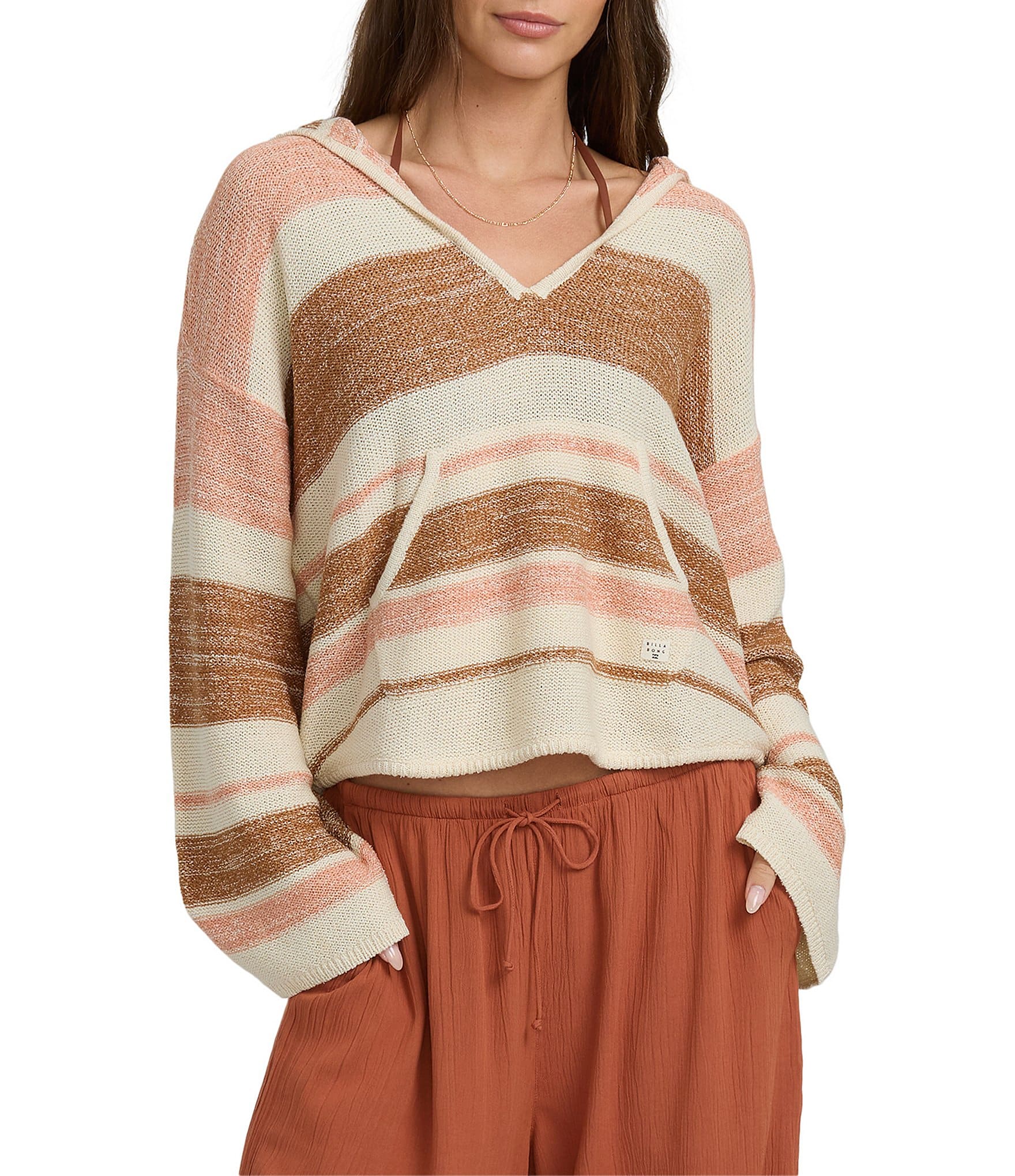 Billabong Long Sleeve Baja Beach Striped Pullover Sweater
