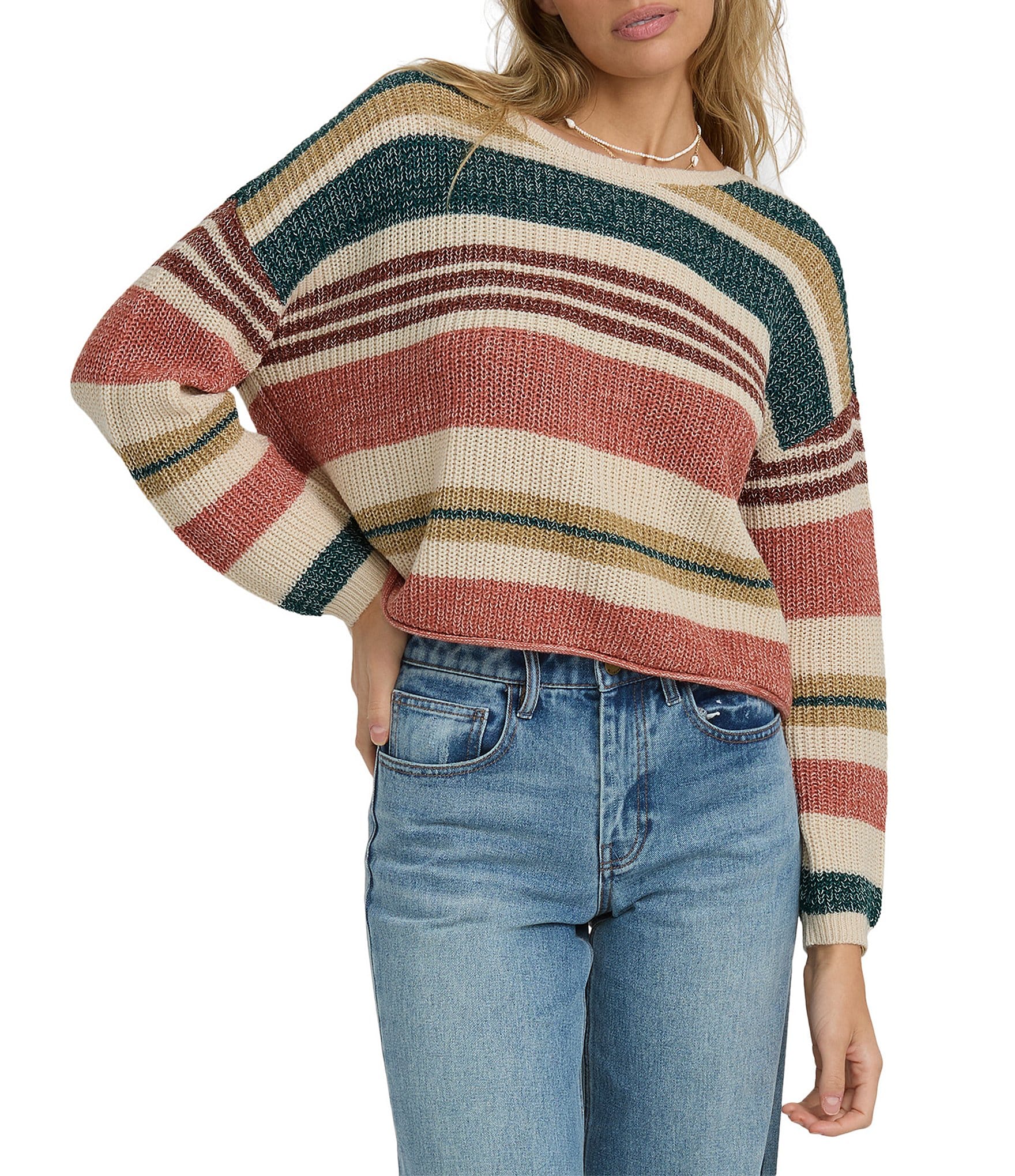 Billabong Long Sleeve Striped Pullover Sweater