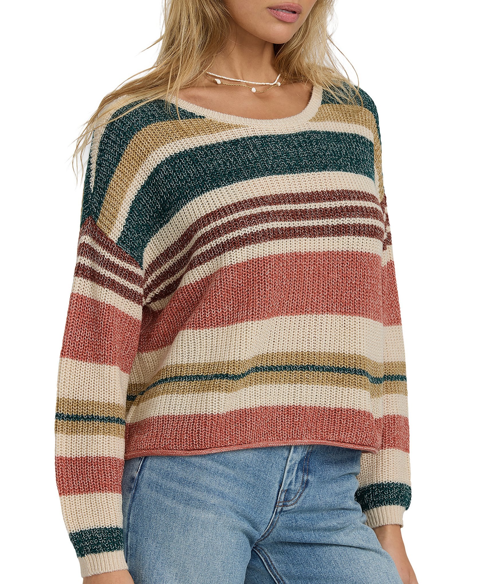 Billabong Long Sleeve Striped Pullover Sweater