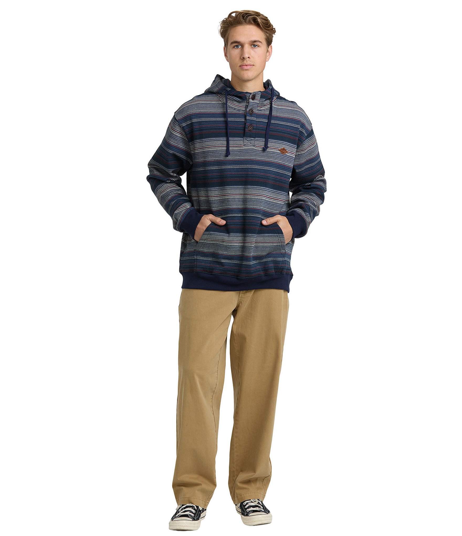 Billabong Rancho Long Sleeve Horizontal Striped Hooded Pullover