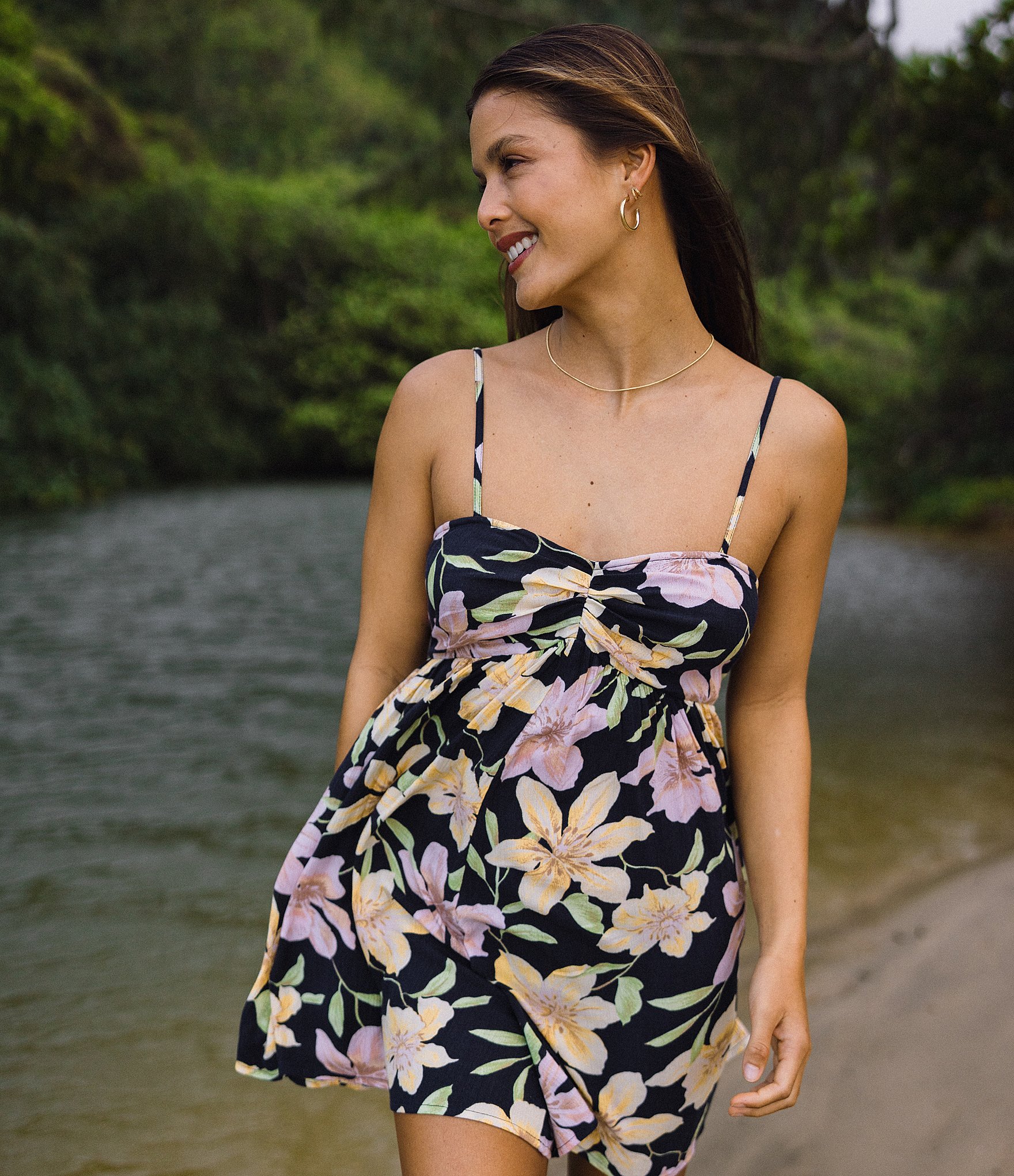 Billabong Star Glow Sleeveless Tropical Floral Printed Romper