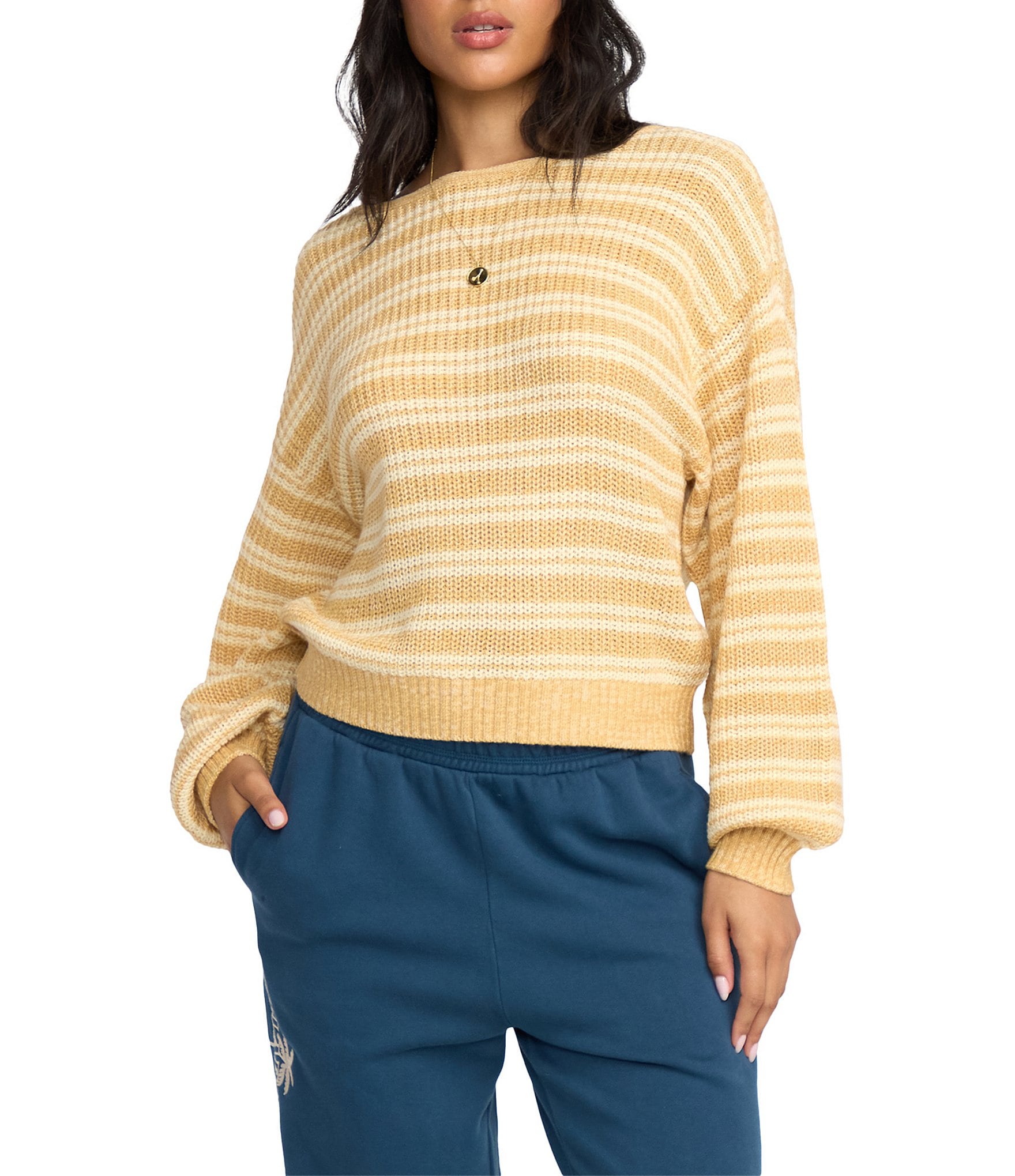 Billabong Striped Long Sleeve Knit Sweater