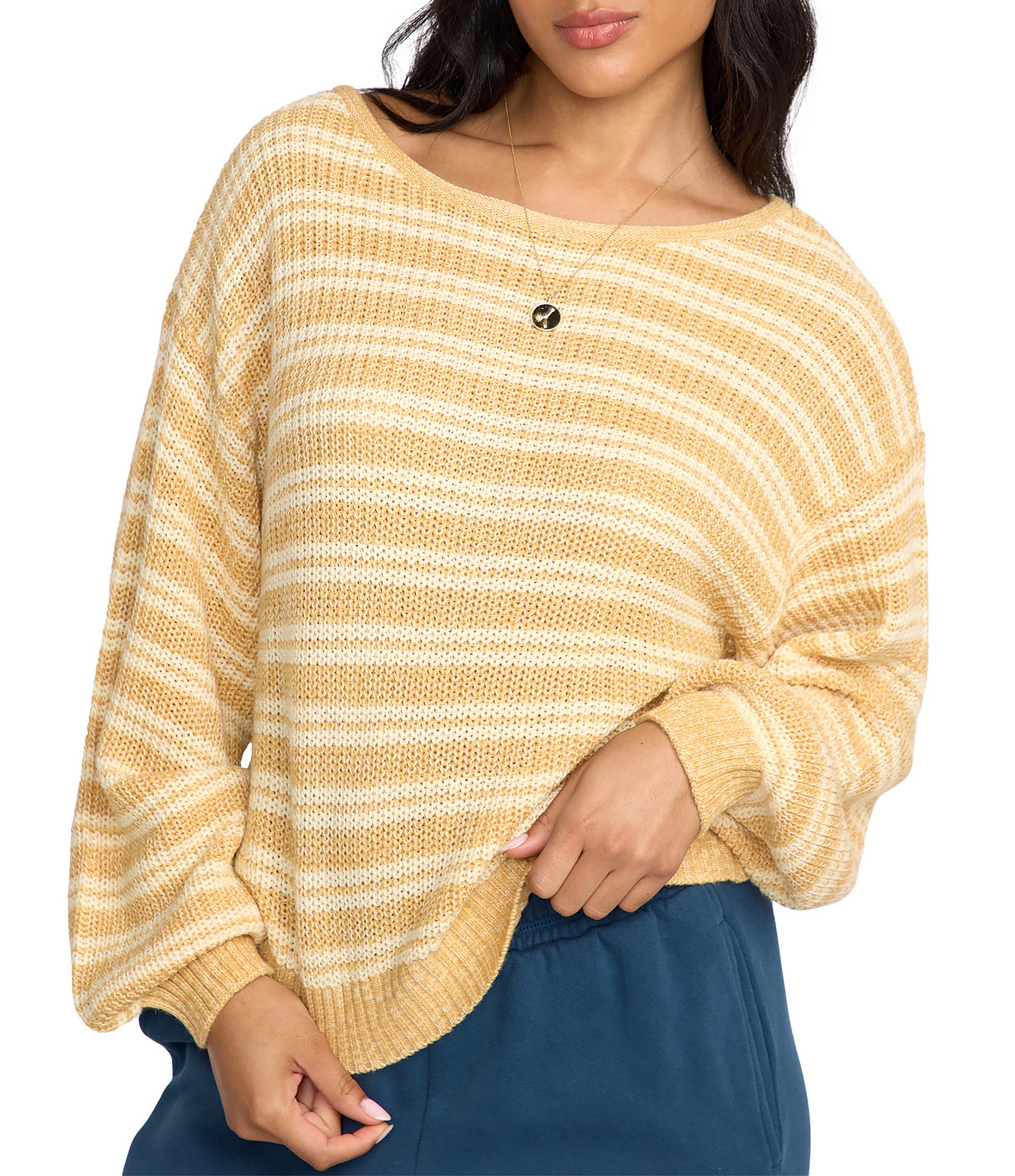 Billabong Striped Long Sleeve Knit Sweater