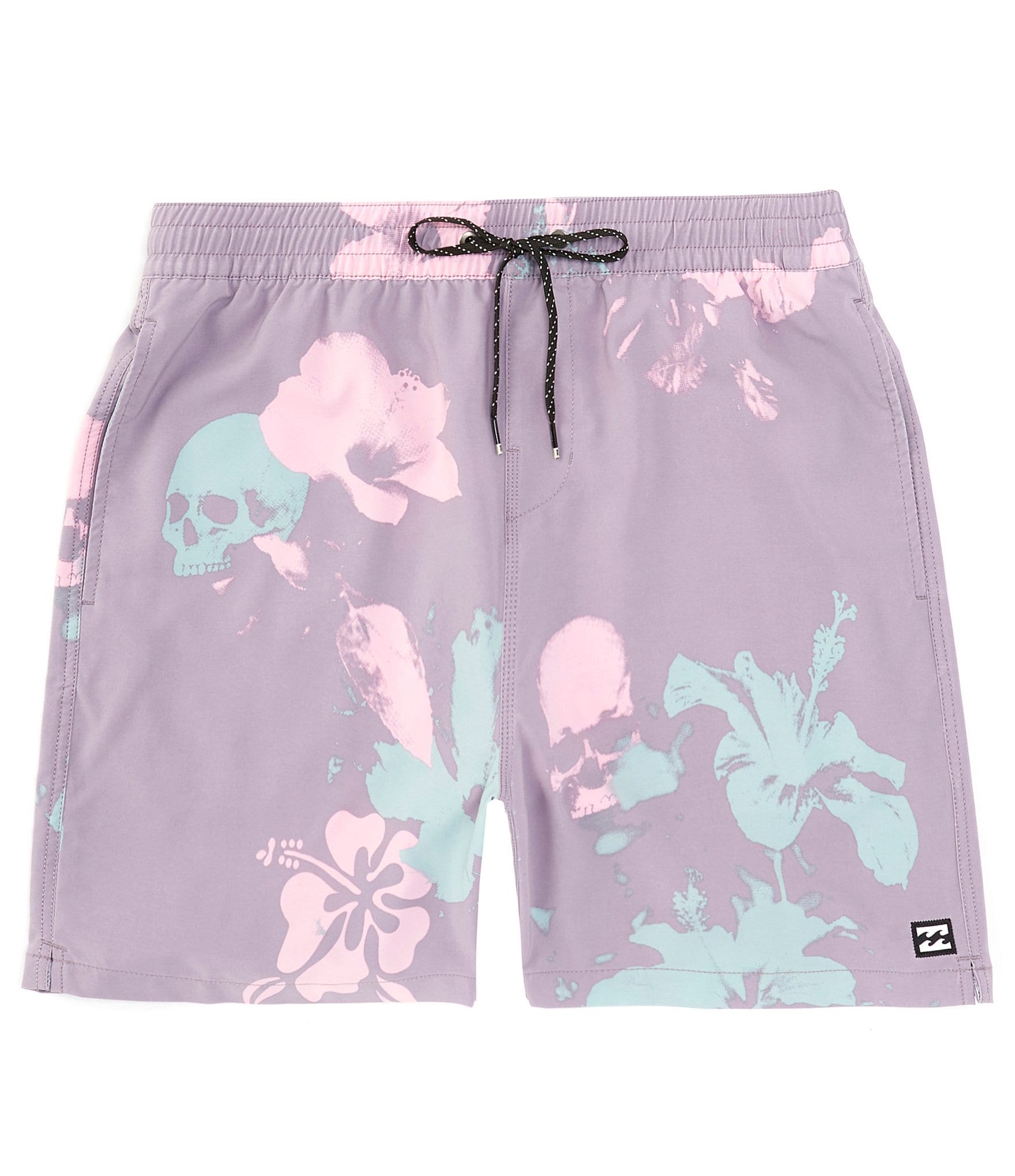 Billabong Sundays Layback Skulls & Florals Print Performance 17#double; Outseam Board Shorts