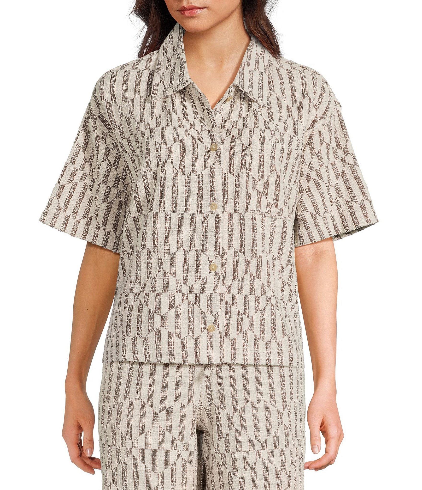 Billabong Vivid Wave Printed Short Sleeve Button-Front Collar Knit Shirt