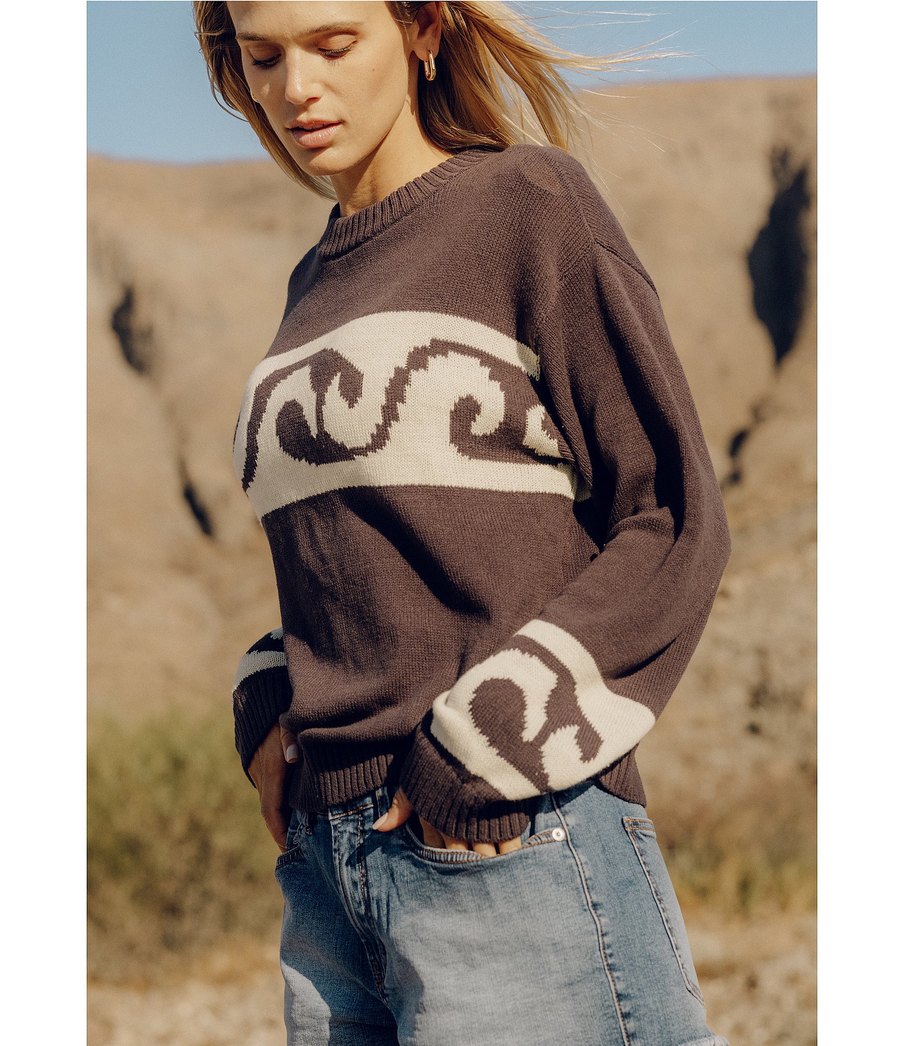 Billabong Wave Fade Long Sleeve Jacquard Sweater