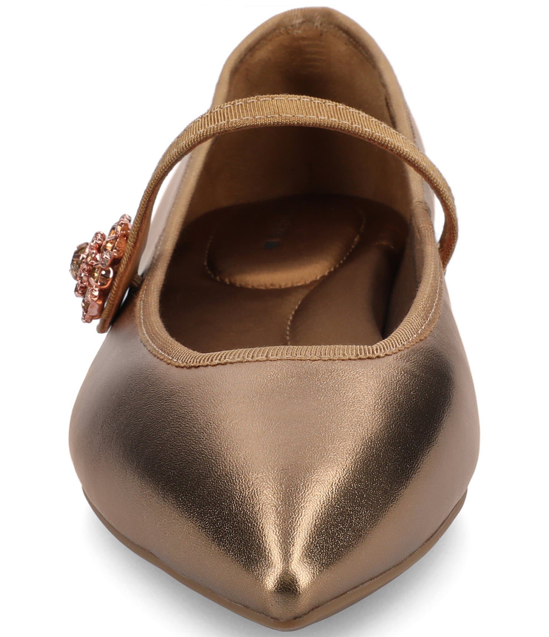 Birdies The Goldfinch 15 Mary Jane Metallic Leather Pointed Toe Flats