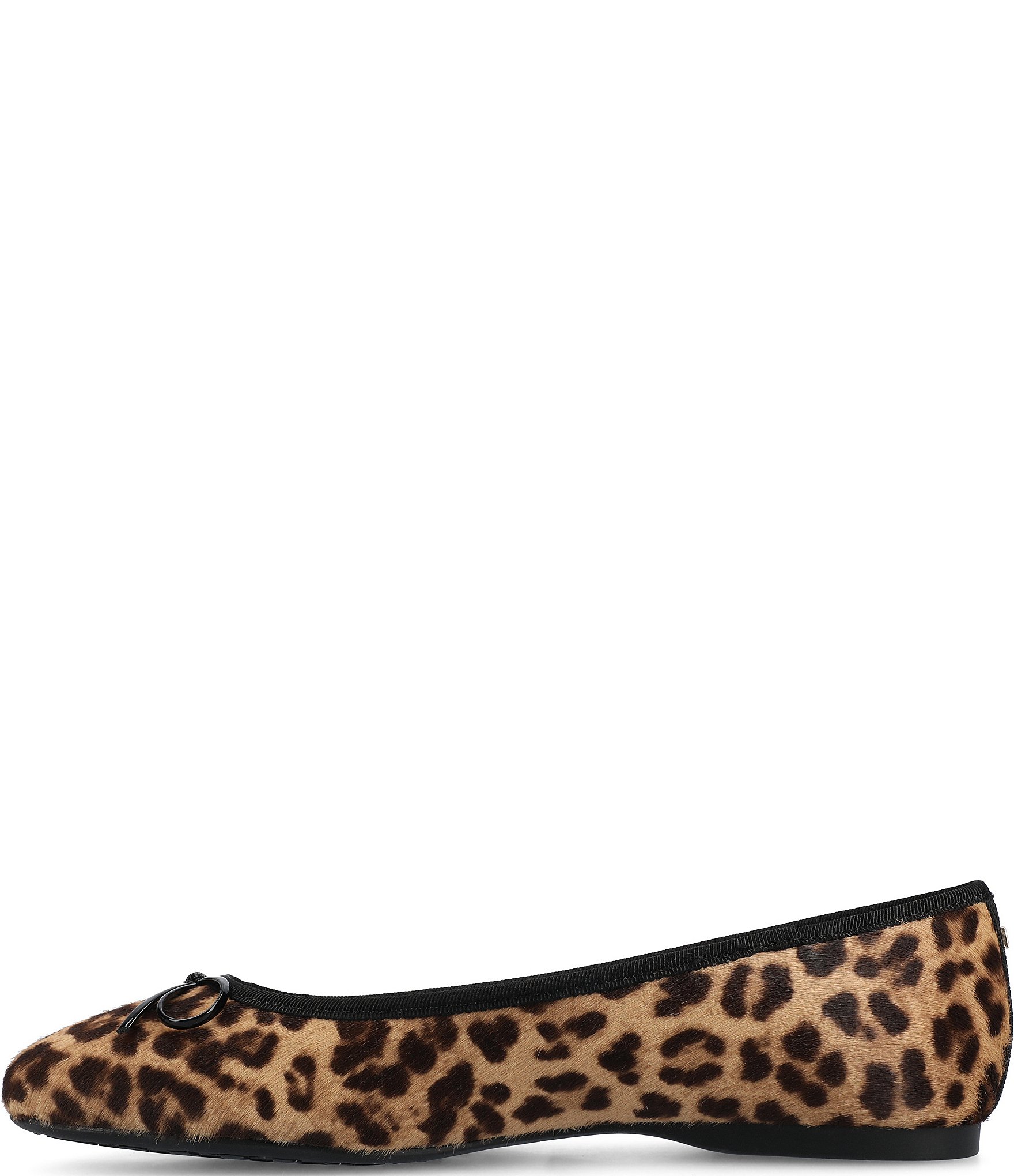 Birdies The Hummingbird Leopard Print Calf Hair Ballet Bow Flats