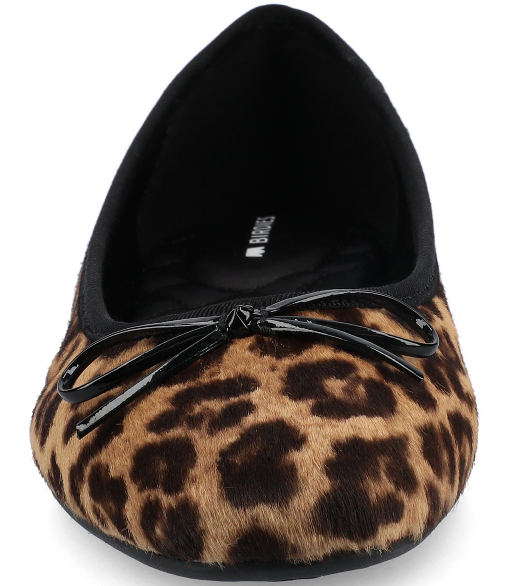 Birdies The Hummingbird Leopard Print Calf Hair Ballet Bow Flats