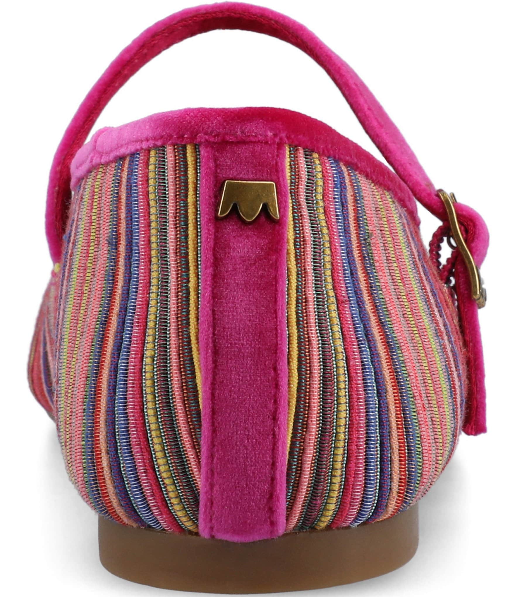 Birdies The Hummingbird Mary Jane Striped Grosgrain Ballerina Flats