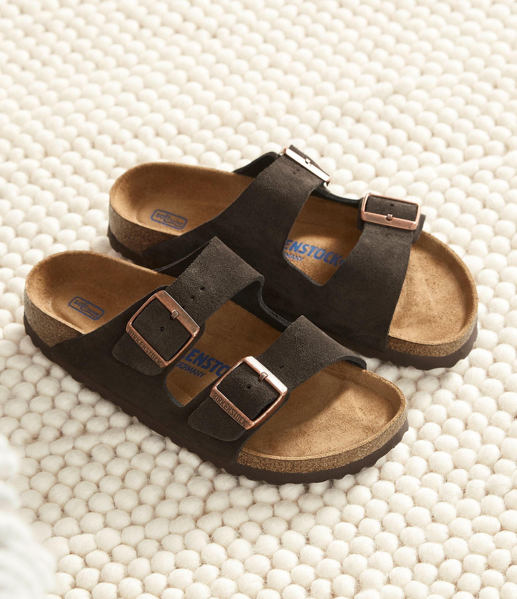 Birkenstock Men's Arizona Soft Footbed Suede Double Banded Slip-On Sandals