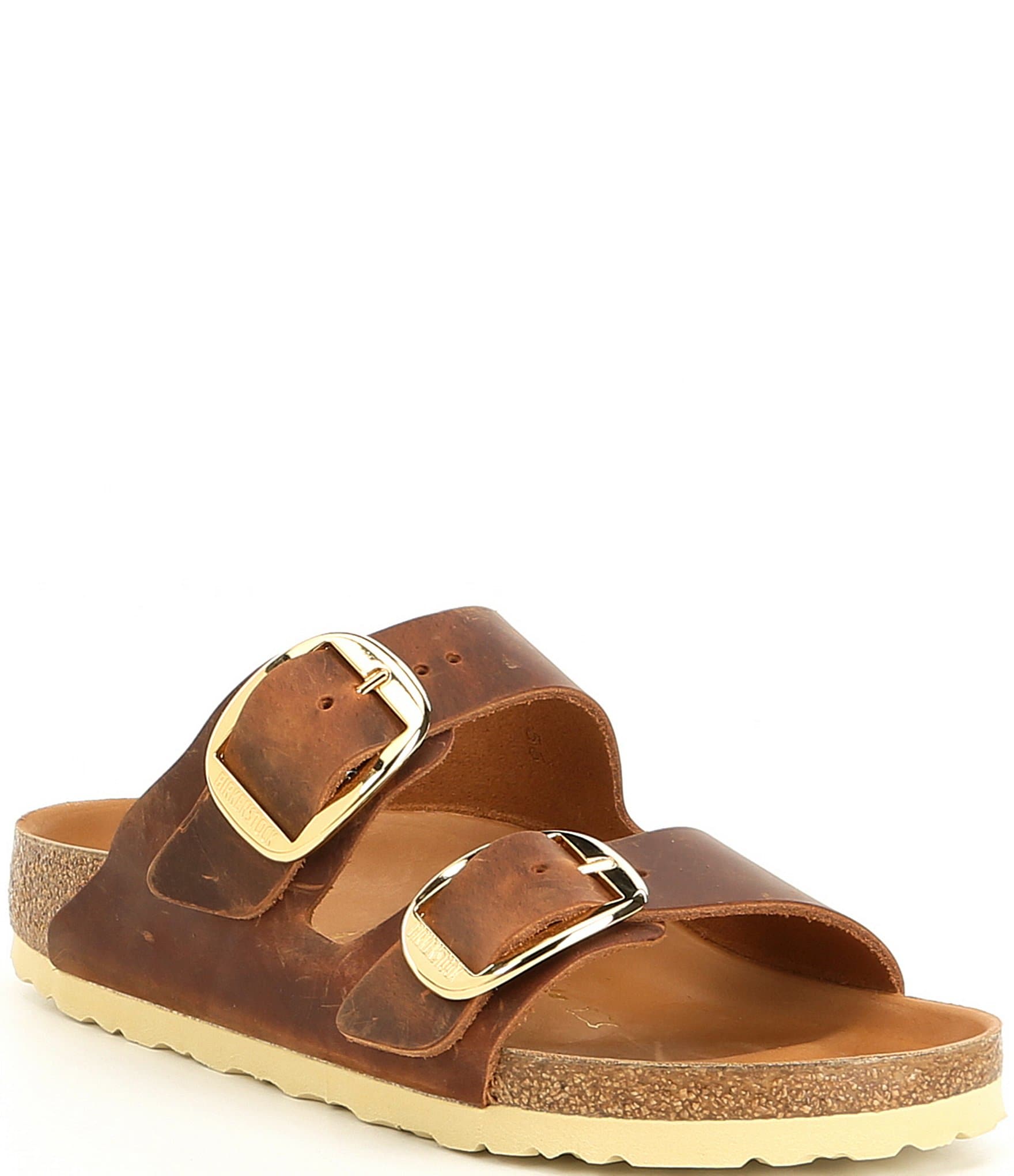 Birkenstock Women's Arizona Oiled Leather Big Buckle Detail Slide Sandals | Dillard's